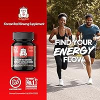 Vista 2 de Korean Red Ginseng Extract Capsule Plus - All-in-One Vegan Supplements - Energy Boost & Immune Support, Caffeine Free & Non-GMO (600mg, 30 Capsules)