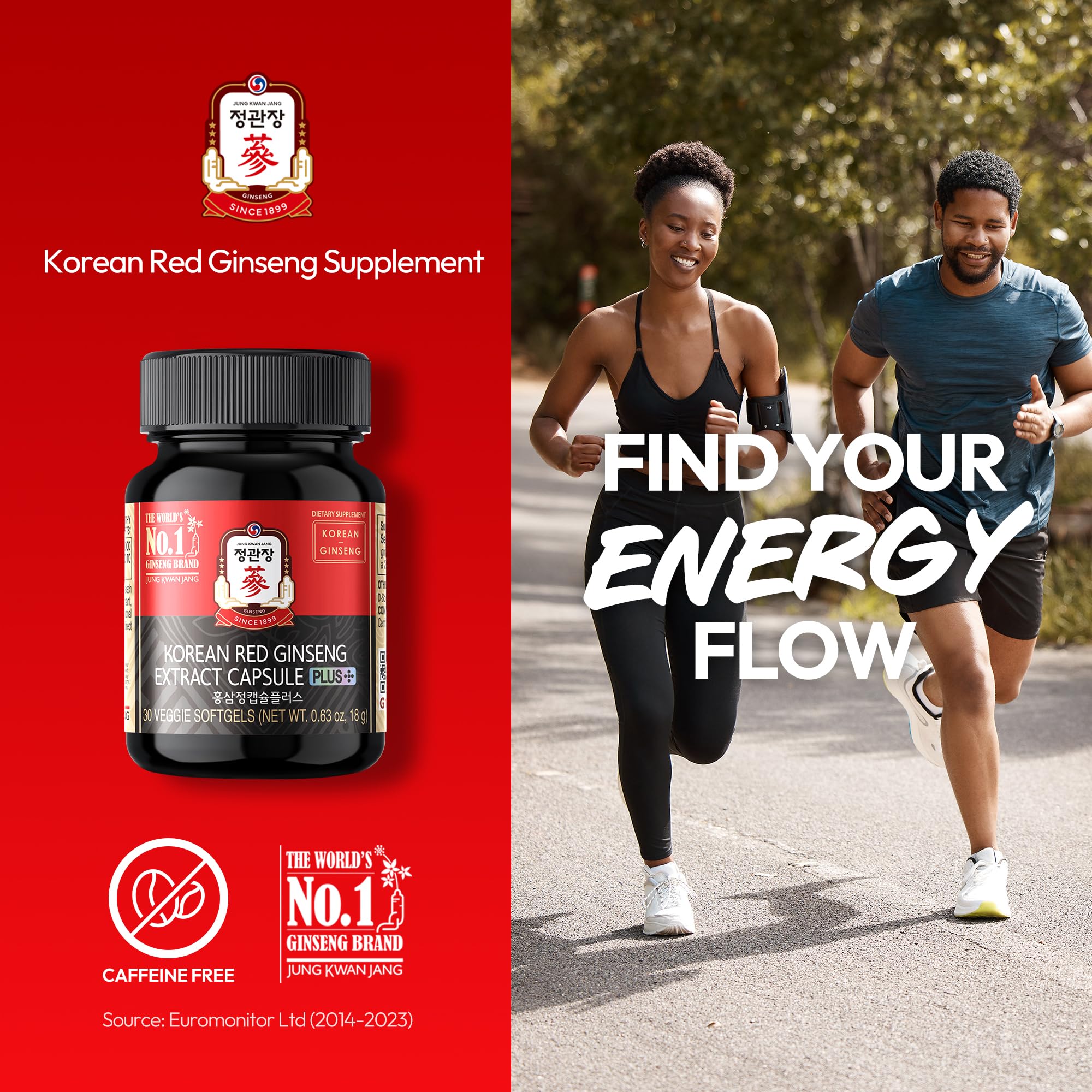 Korean Red Ginseng Extract Capsule Plus - All-in-One Vegan Supplements - Energy Boost & Immune Support, Caffeine Free & Non-GMO (600mg, 30 Capsules) — Amazon image 2