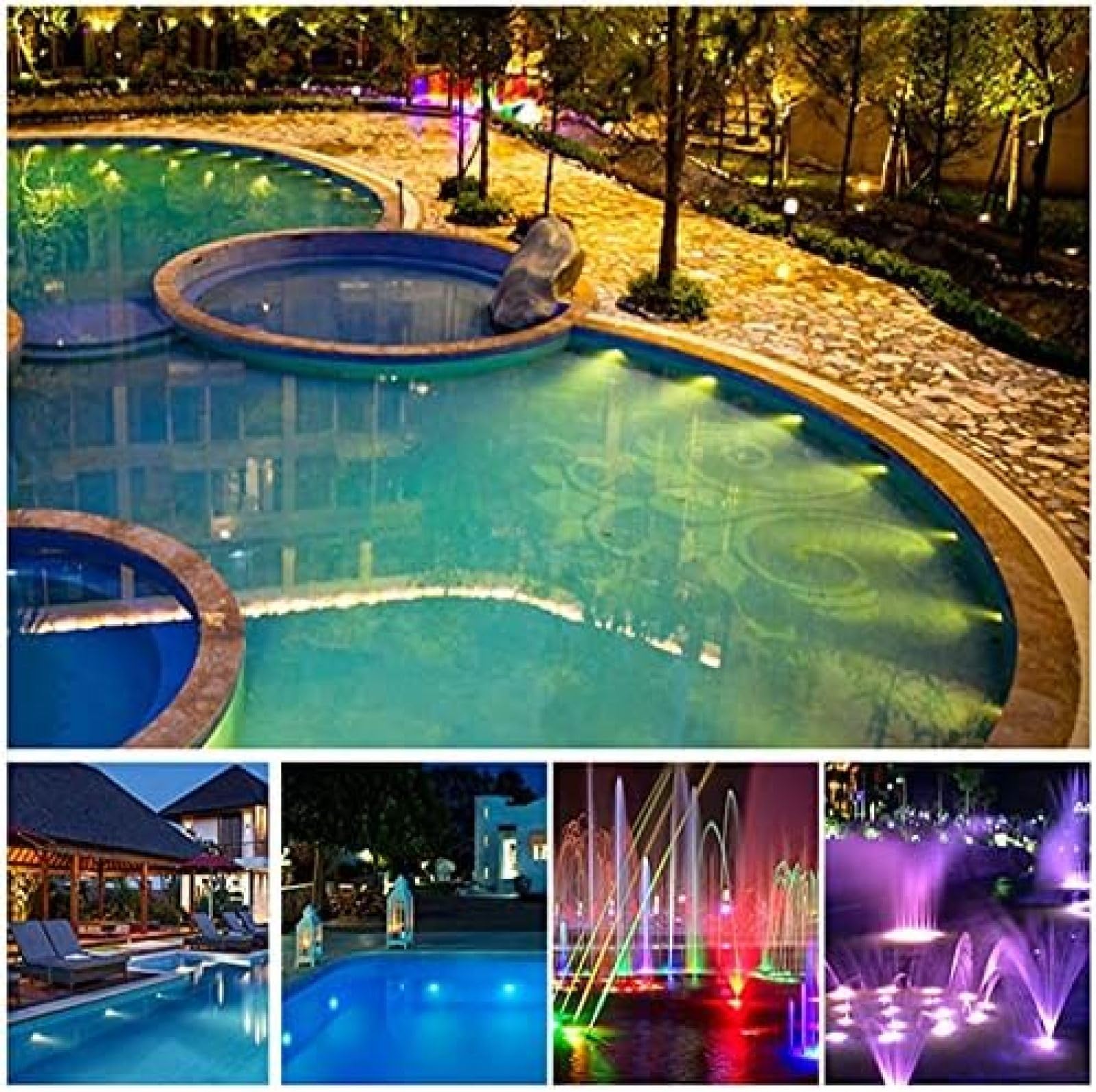 Faretto da Piscina A LED con Nicchia in ABS, Faretto PAR56 12V AC Lampadine A LED IP68 Lampada Subacquea da Incasso Impermeabile per Piscina,RGB,15W,HaoAMZ