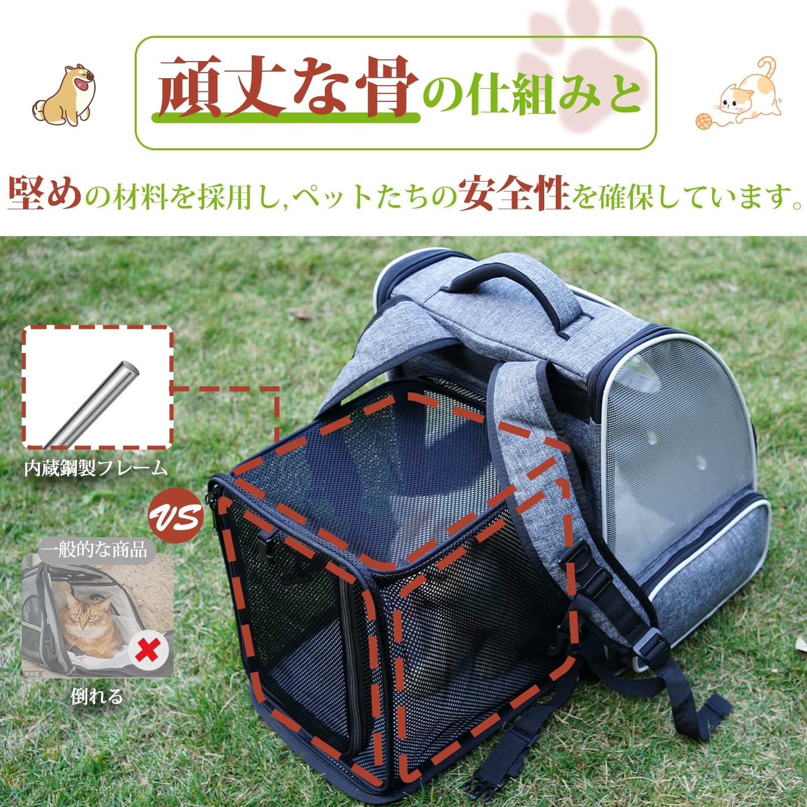 Amazon.co.jp: Okiki 拡張可能な 犬 猫 リュック ペット キャリー