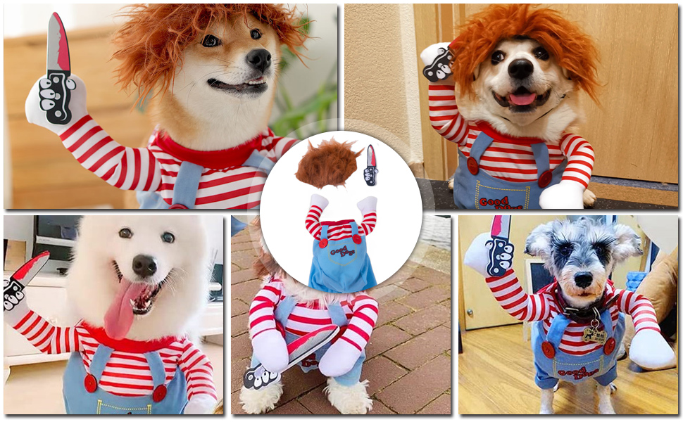 LOFTPLUS Pet Deadly Doll Dog Costume, Chucky Dog Cosplay ...