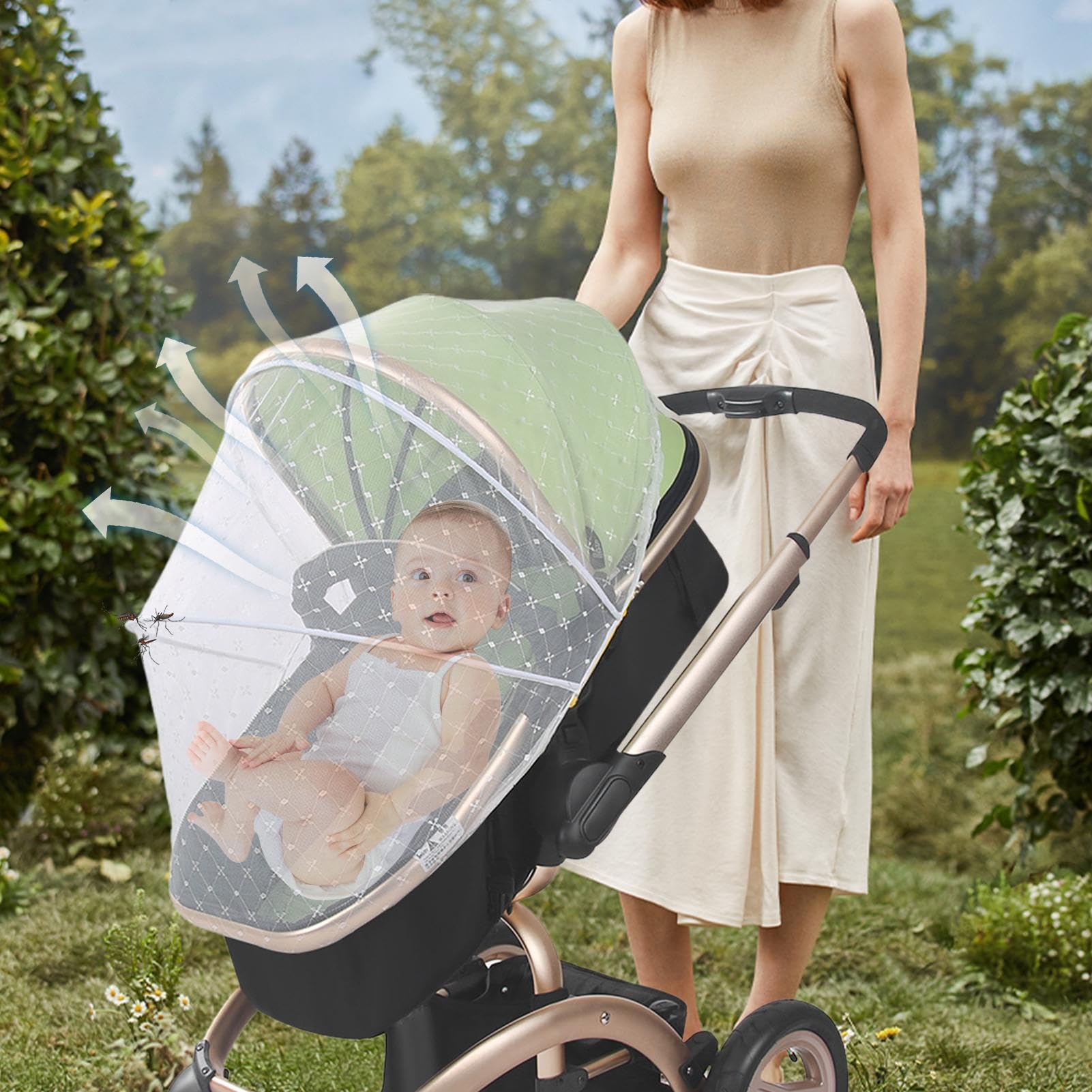 Kinderwagennetz, Stuhlnetz Protective Mesh tragbarer Krippe | Voller Deckwagenzelt, atmungsaktives -Kinderwagen -Netz für Outdoor -Reisen