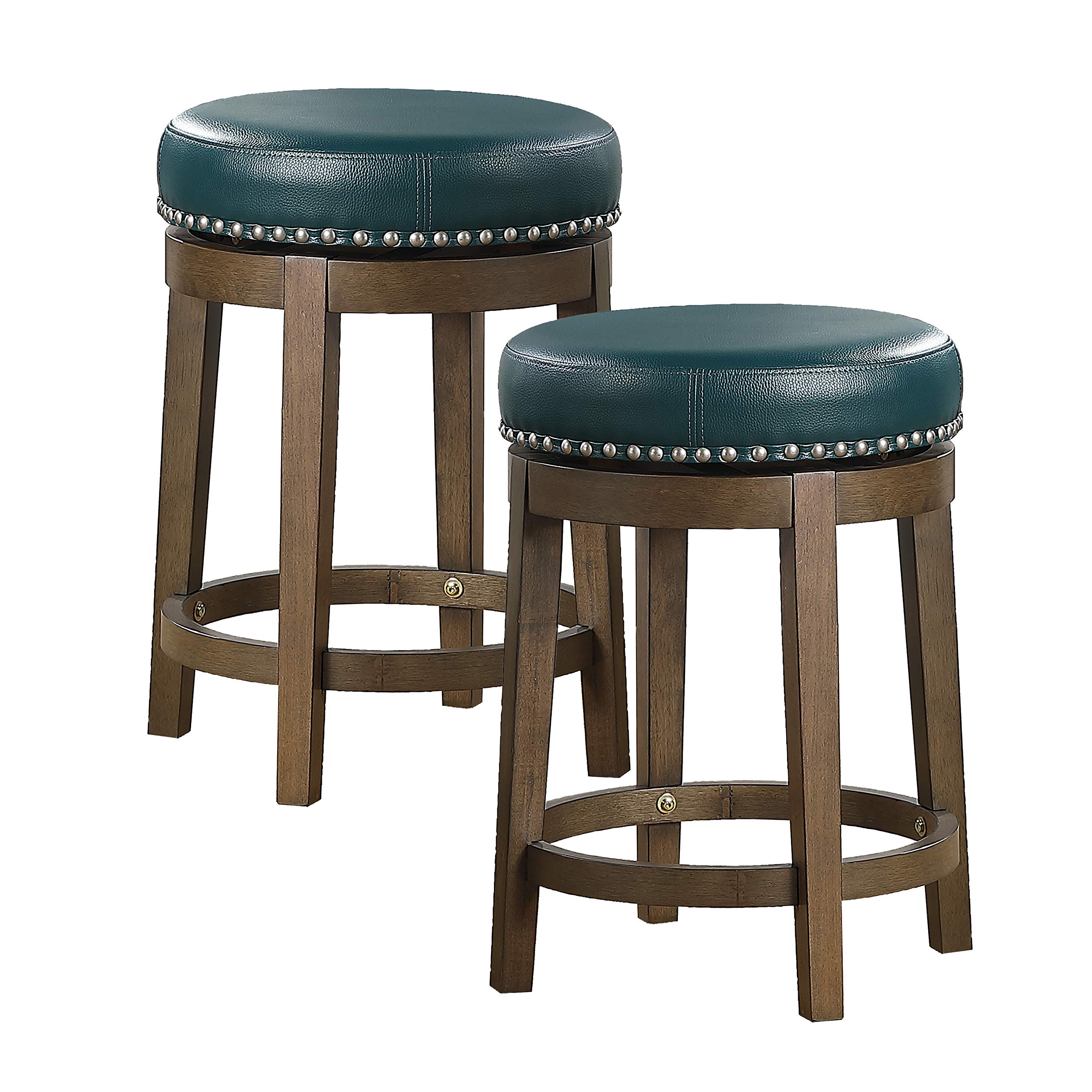 Lexicon Kenmare Set of 2 Round Kitchen Swivel Counter Stool, 25Inch Height, Green Green 25Inch