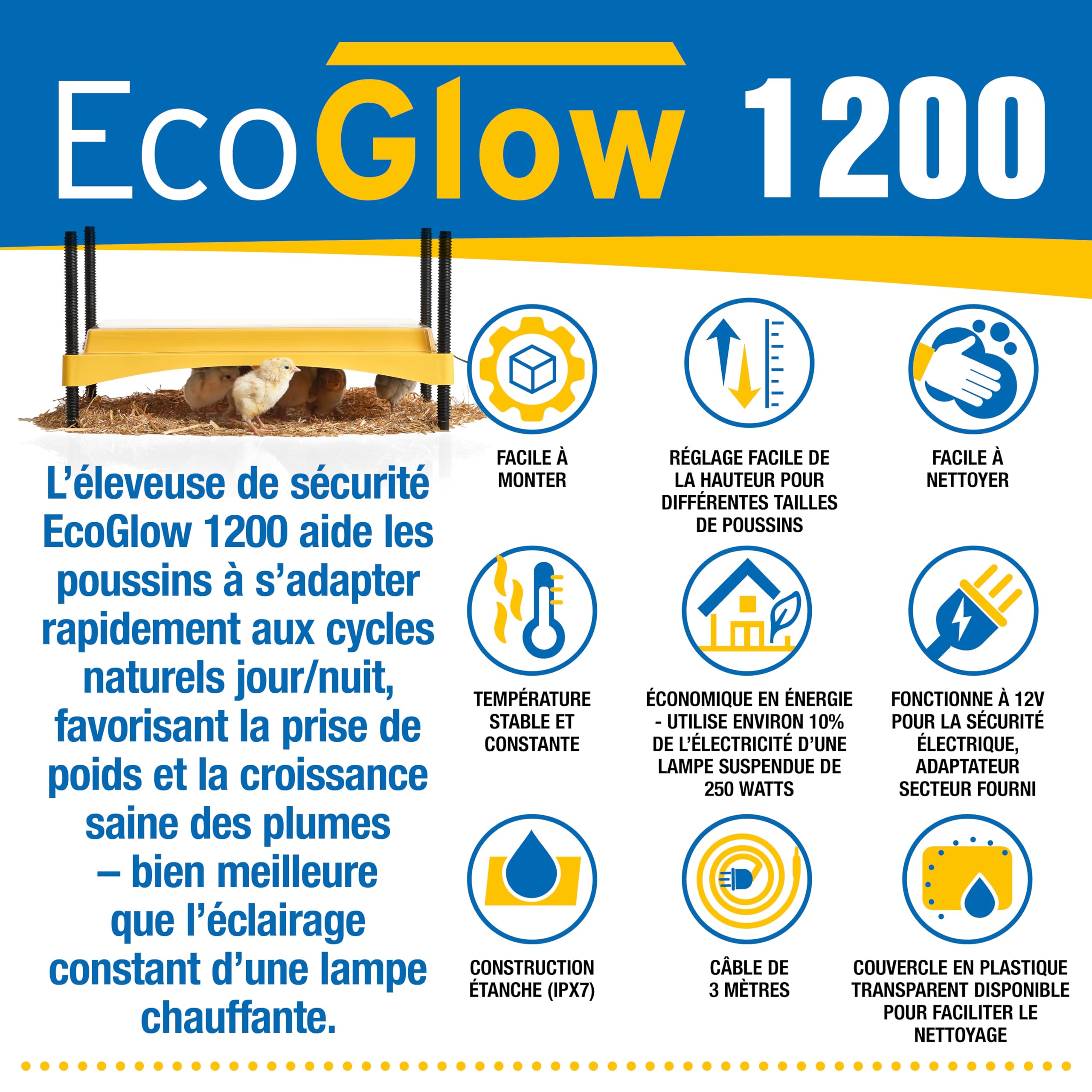 Criadora Brinsea EcoGlow Safety 1200 – Criadora de seguridad para pollitos – Placa calefactora para pollitos como alternativa a la lámpara de calor – Fabricada en UK– Garantía de 3 años.