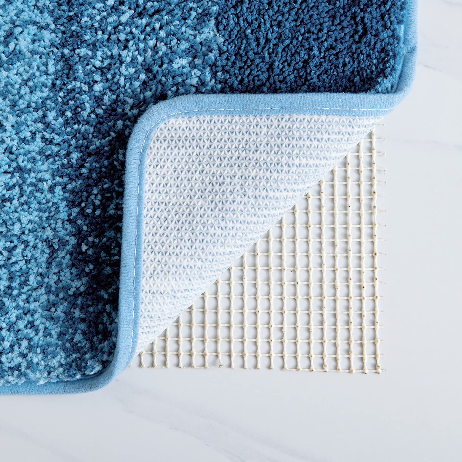 MIULEE Bath Mat Non Slip Thick Bathroom Mats Water Absorbent Bath Rug Soft Shower Mat Machine Washable Durable Floor Mat Small Rug Door Mat Inside Kitchen Rugs 17x24 Inch 40x60cm Blue - Image 2