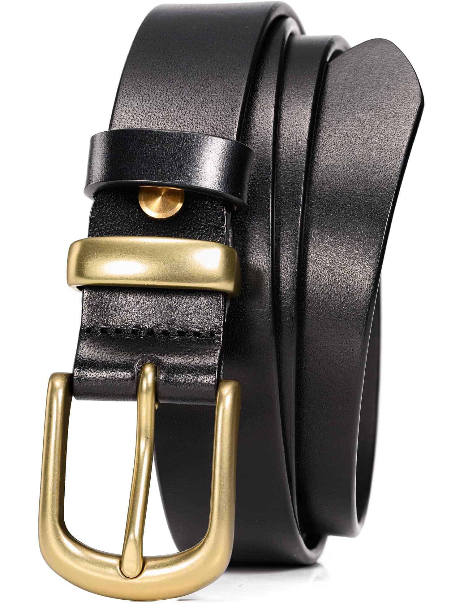 WOLFANT 1.1" Womens Belts for Jeans,100% Italian Full Grain Real Leather All-Day Comfy Durable Solid Leather Belt with Polished Gold Buckle in Gift Box