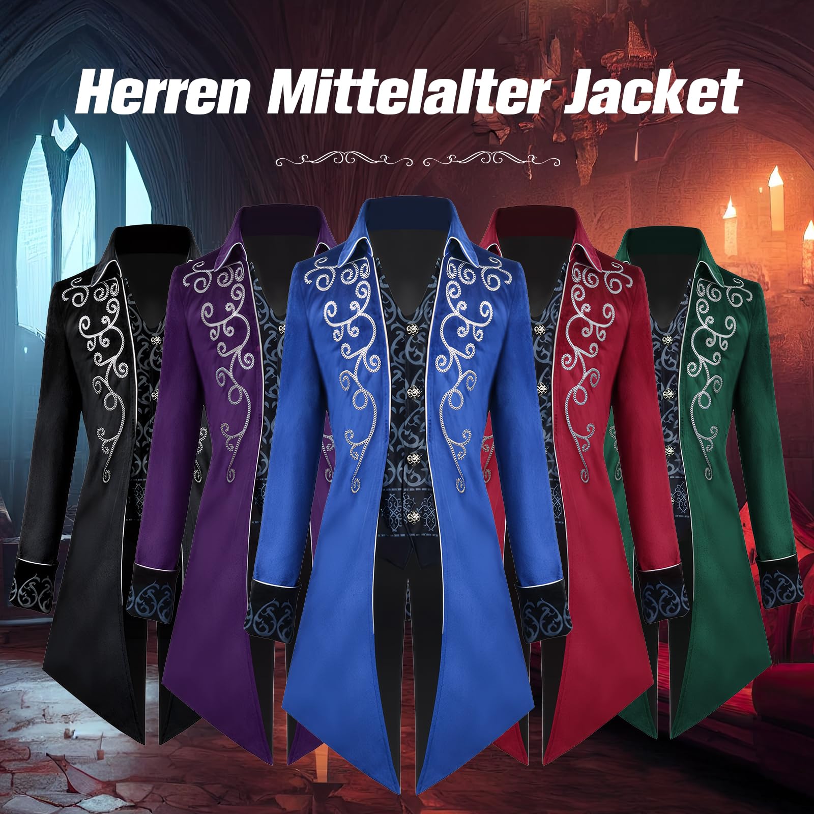 Steampunk Vintage Frack Giacca Gothic Frack, Costume di Carnevale, abbigliamento medievale, da uomo, costume di Halloween