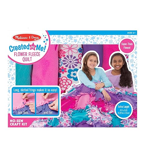 Melissa & Doug Created by Me! Flower Fleece Quilt No-Sew Craft Kit (48 squares, 4 feet x 5 feet)