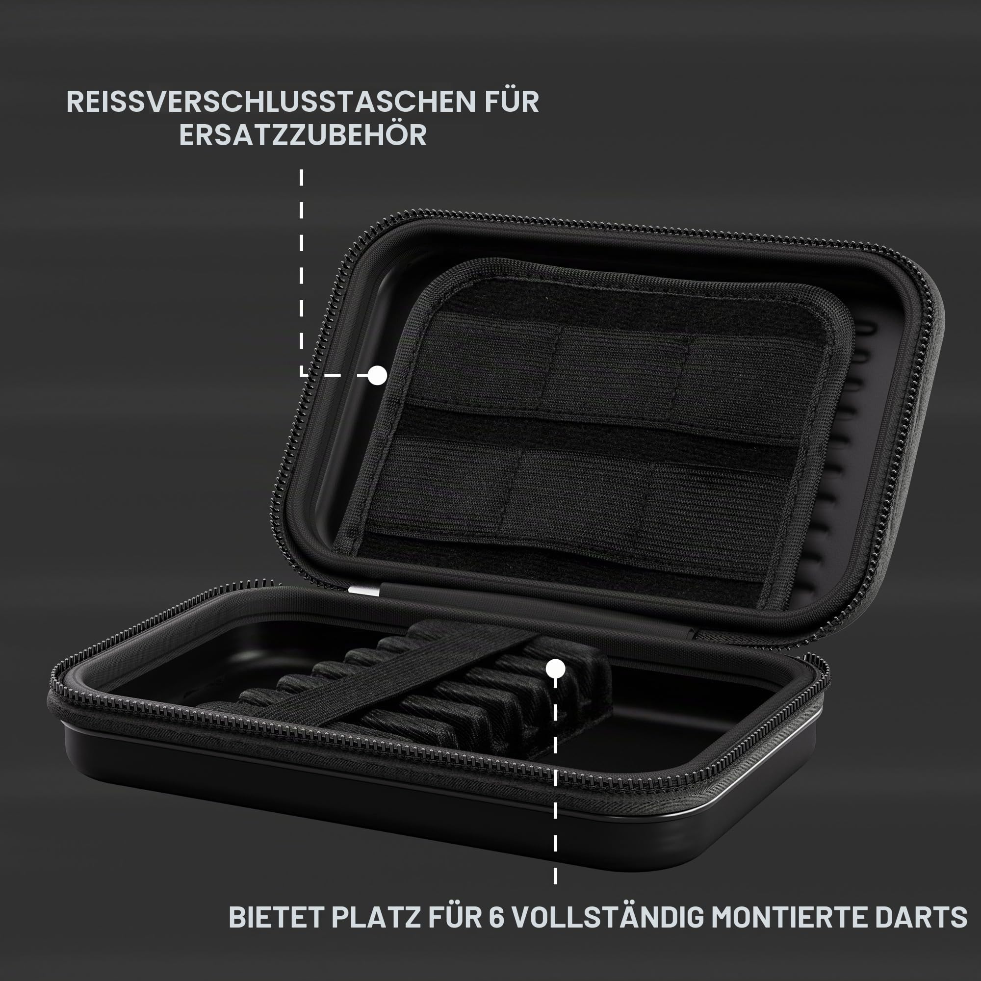 Target Darts Takoma XL Darttasche – Darttasche für 6 Darts, Schützender Eva-Darthalter mit doppelten Reißverschluss-Innentaschen – Professionelles Dartzubehör