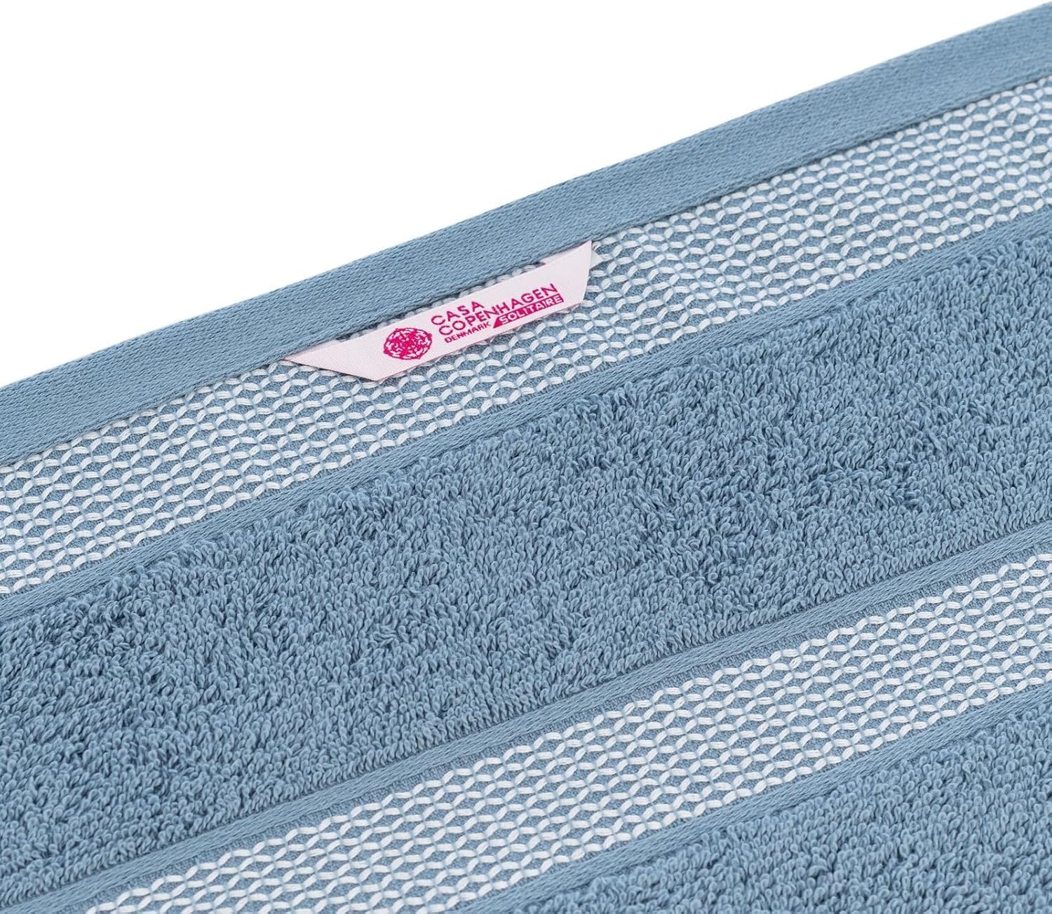 Casa Copenhagen Juego de 6 Toallas de baño 600 gsm, Azul y Rosa empolvado | Solitaire Mix 100% algodón egipcio puro para baño, cocina y ducha 2toallas baño, 2de mano, 2paños (set regalo mujer y hombre)