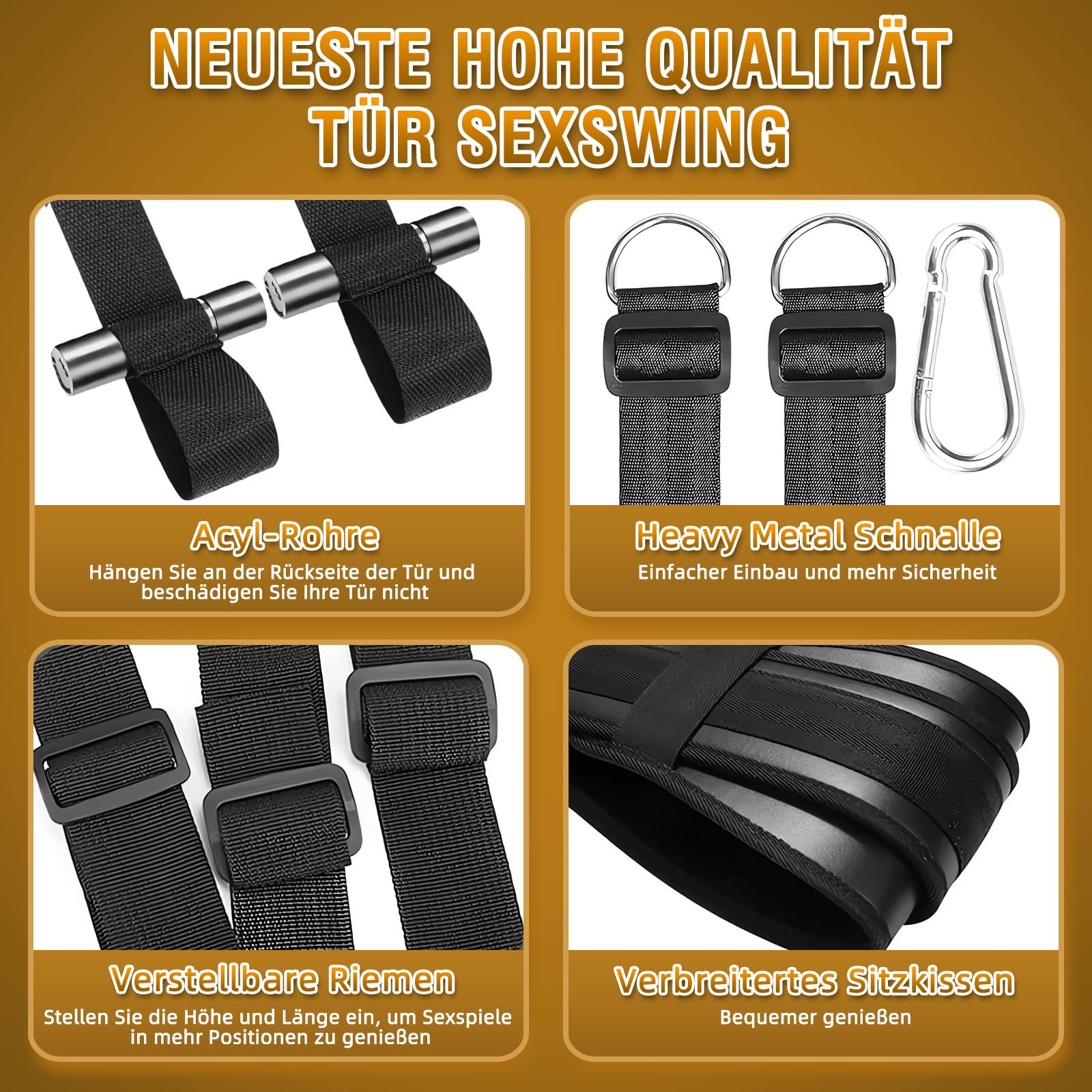 360 Grados Columpio Sexuales Parejas de Techo - 2 en 1 Columpio Sexuales Parejas de Puerta con Arneses Sexuales Ataduras Eróticas Bondage Correas Ajustables, Juguetes Eróticos para Pareja Sexuales