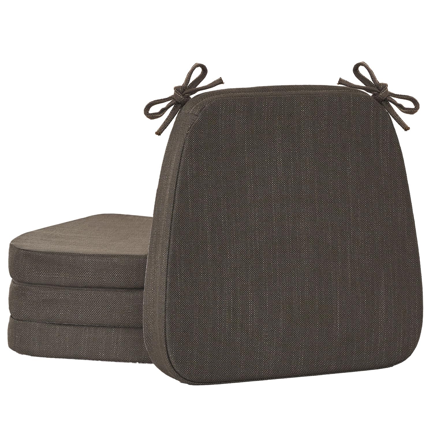 Photo 1 of Nobildonna Dining Chair Cushions Set of 4-2" Thick High-Density Foam Chair Pads with Ties and Non-Slip Bottom, Removable Washable Cover for Dining and Kitchen, 17"x16", Dark Brown