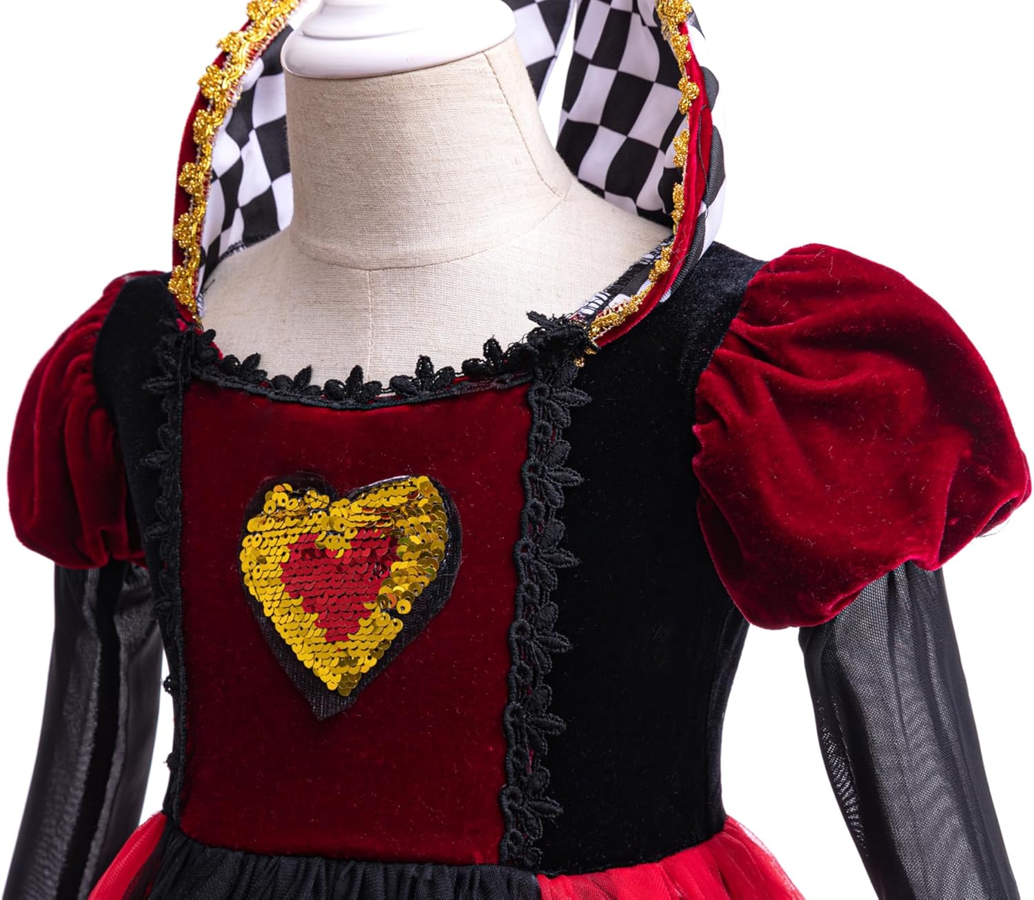 Dressy Daisy Toddler Little Girls Wonderland Red Heart Queen Halloween Costume Fancy Dress Party Outfit Crown Accessories Set