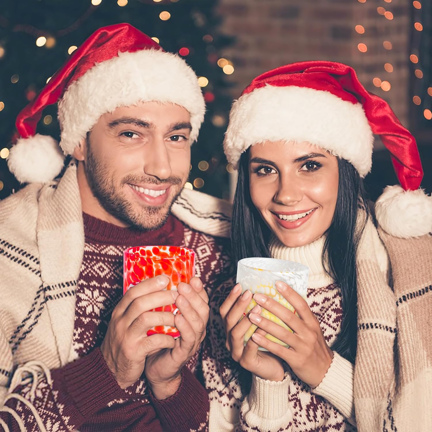 2 Pcs Christmas Icon Glass Cups Set-14 oz Santa Claus and Candy Canes Icon Wine Glasses Double Old Fashioned Icon Hand blown Cocktail Glasses Drinking Cups for Holiday Party Supplies and Lovely Gift - Image 7