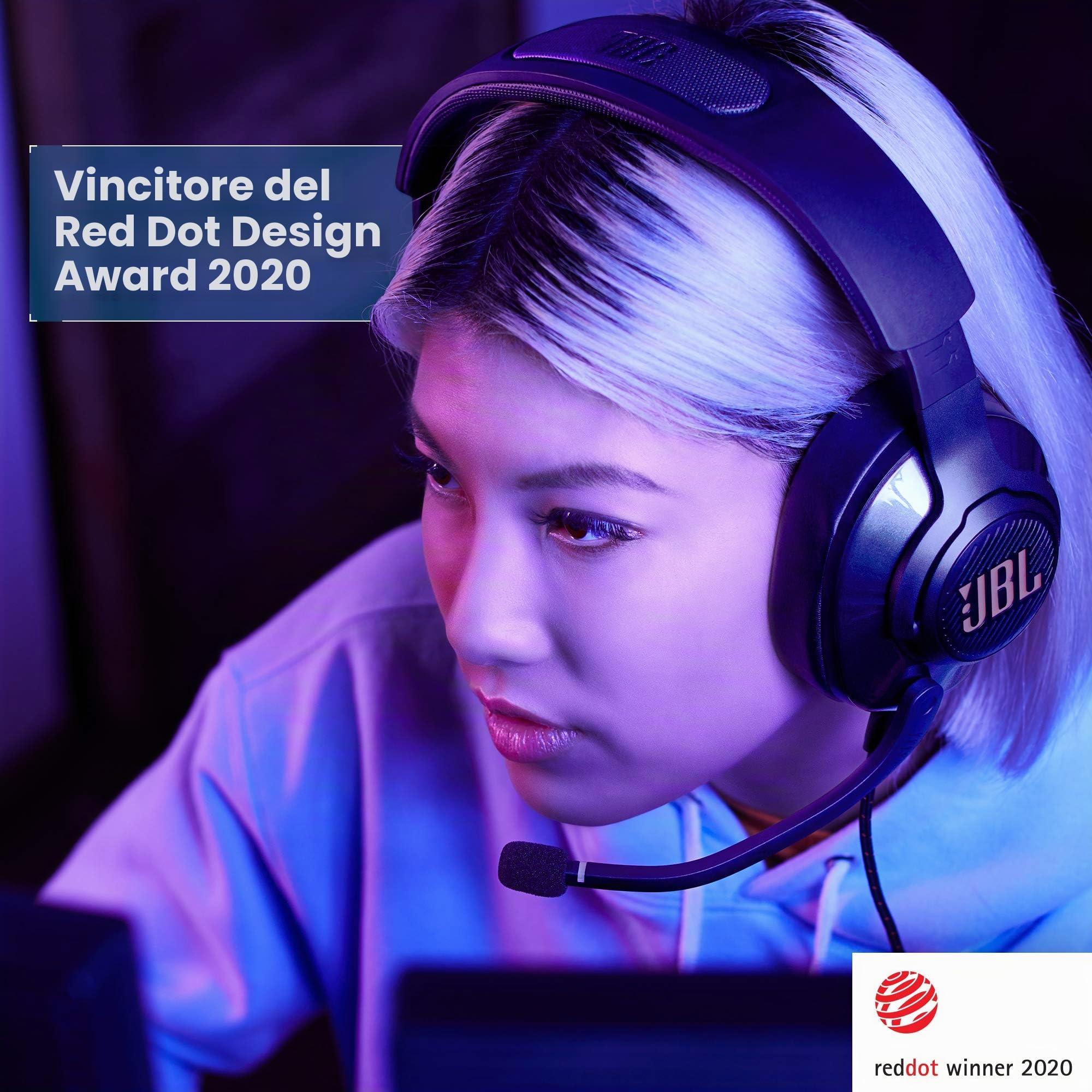 JBL Quantum 400 - Cuffie USB over-ear da gioco con quadranti bilanciati per chat, QuantumSURROUND e DTS, microfono orientabile con messa a fuoco vocale e cuscinetti auricolari in memory foam (nero)