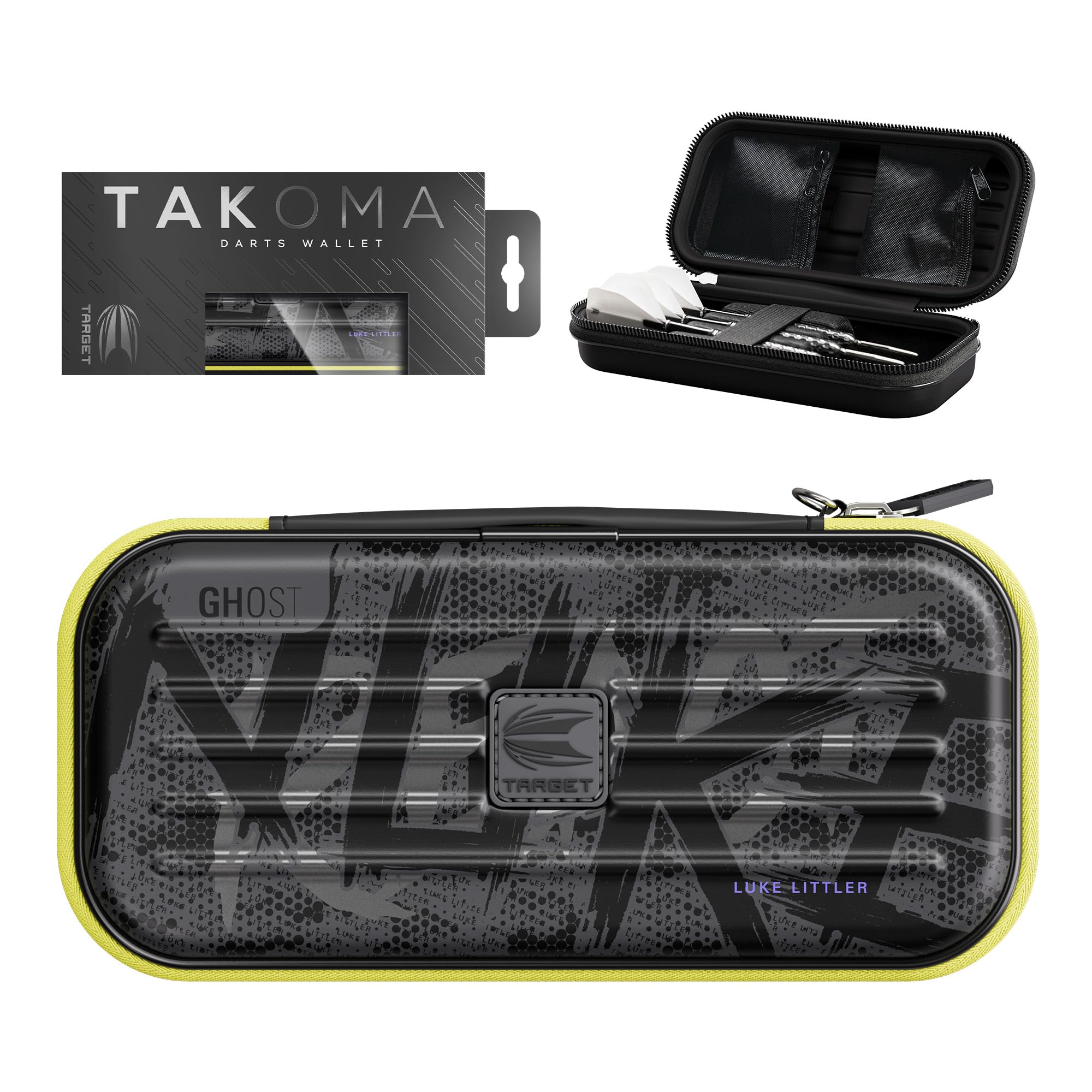 Target Darts Luke Littler Ghost Series Takoma Wallet, Regular – Darts Case, Black/White Storage Cases, “The Nuke” Zipper Dart Holder, Professional Accessories – Holds 3 Fully Assembled Darts