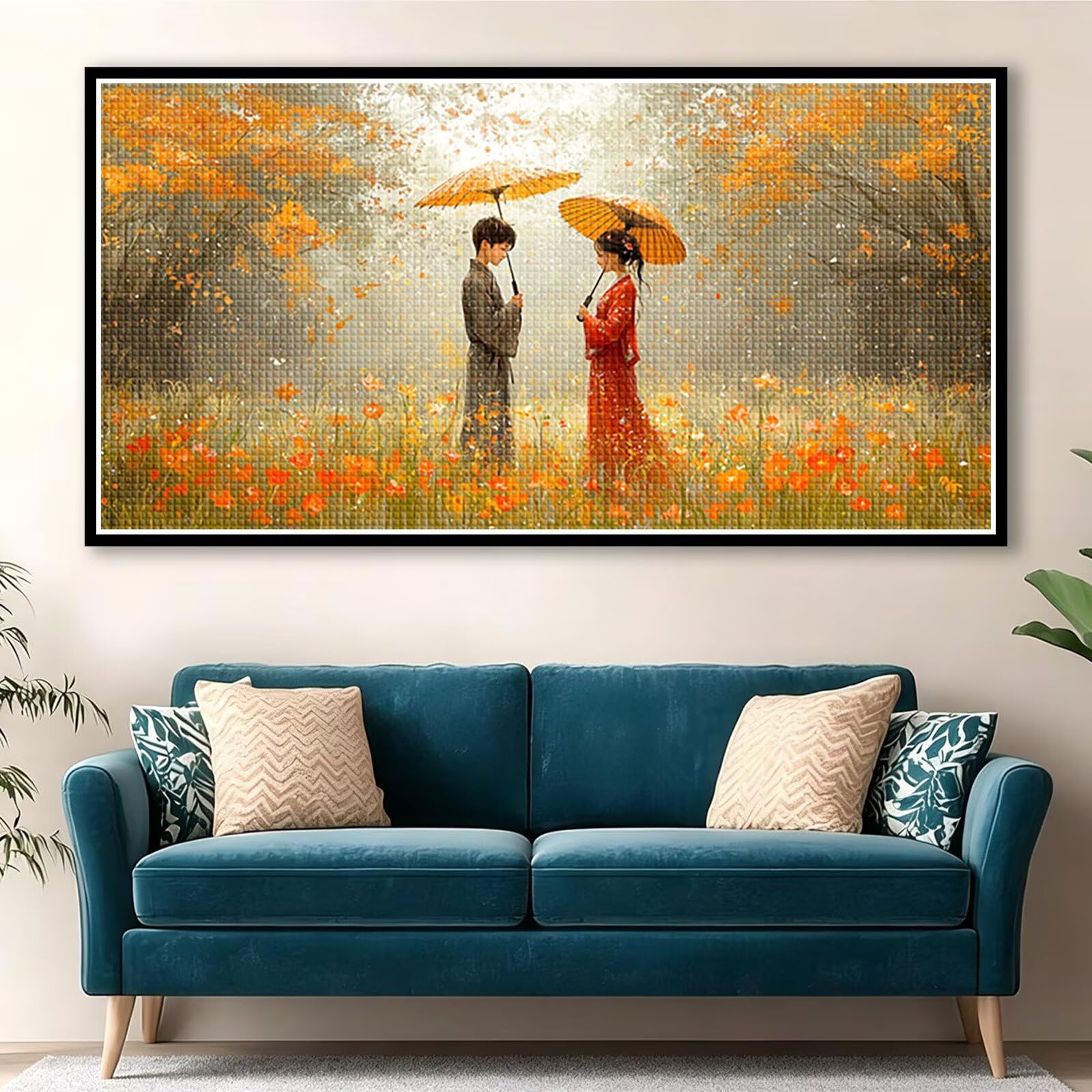 Diamond Painting Japan Diamant Painting Bilder Erwachsene Paare, DIY Set Erwachsene Crystal Art, 5D Diamond Art Viereckige Steine, Strass Stickerei Kreuzstich Mosaik für Zimmer Deko 120x60cm 0J-978