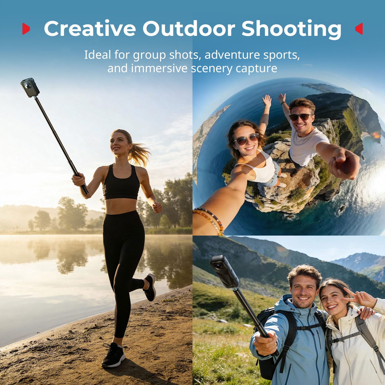 SMALRIG Niewidoczny kijek do selfie o długości 150 cm/59 cali/4,9 stopy do Insta360 X5/X4/X3/X2, do DJI OSMO 360, przenośny kijek do selfie do kamer panoramicznych ze śrubą 1/4"-20