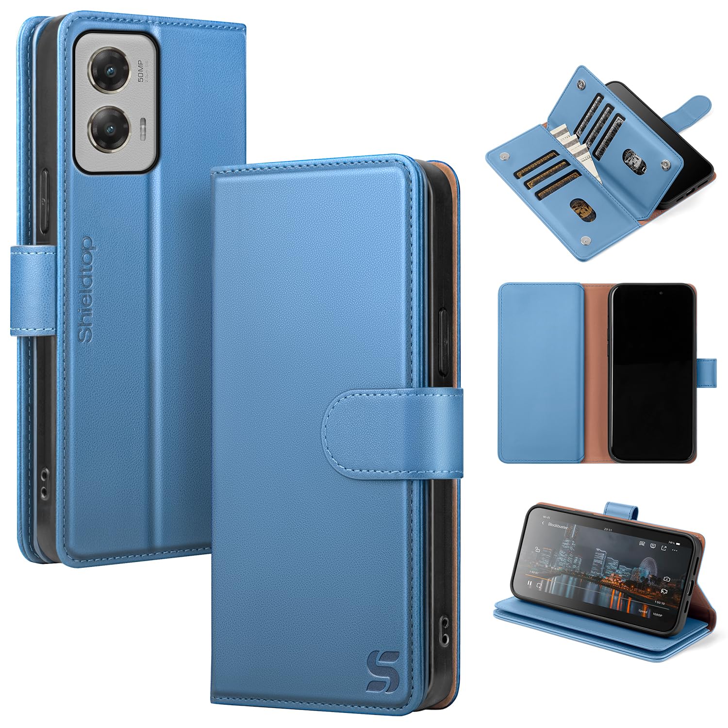 Shieldtop Compatible with Motorola Moto G Stylus 5G 2024 Wallet Case with Card Holder,Women Men RFID Blocking PU Leather Phone Case Flip Shockproof