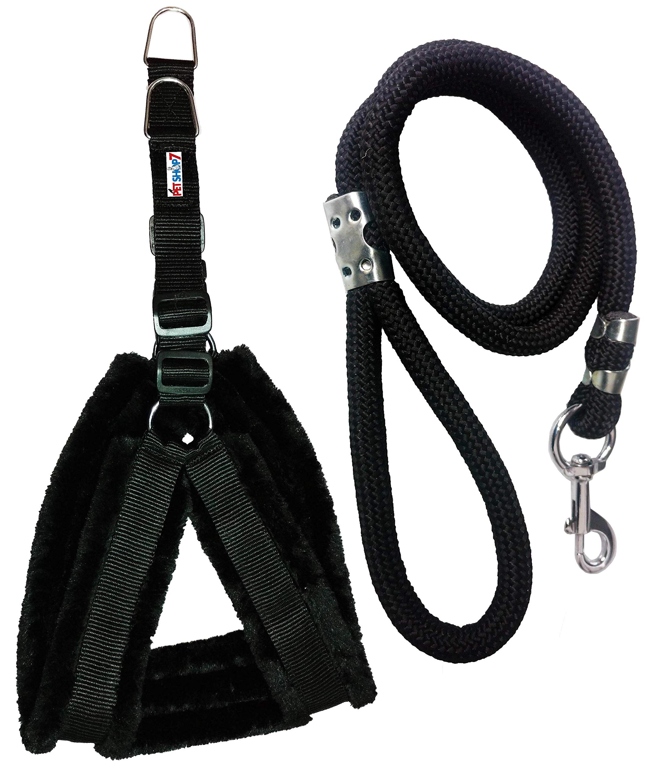 Petshop7 Fur Padded Nylon Dog Harness & Dog Leash Rope Medium (Chest Size - 27-32inch) (B07R859JY5) Amazon Price History, Amazon Price Tracker