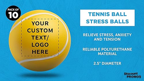 Miniatura 3 de DISCOUNT PROMOS Juego de 10 pelotas de tenis personalizadas con forma de pelota de tenis, paquete personalizado a granel, perfecto para regalos