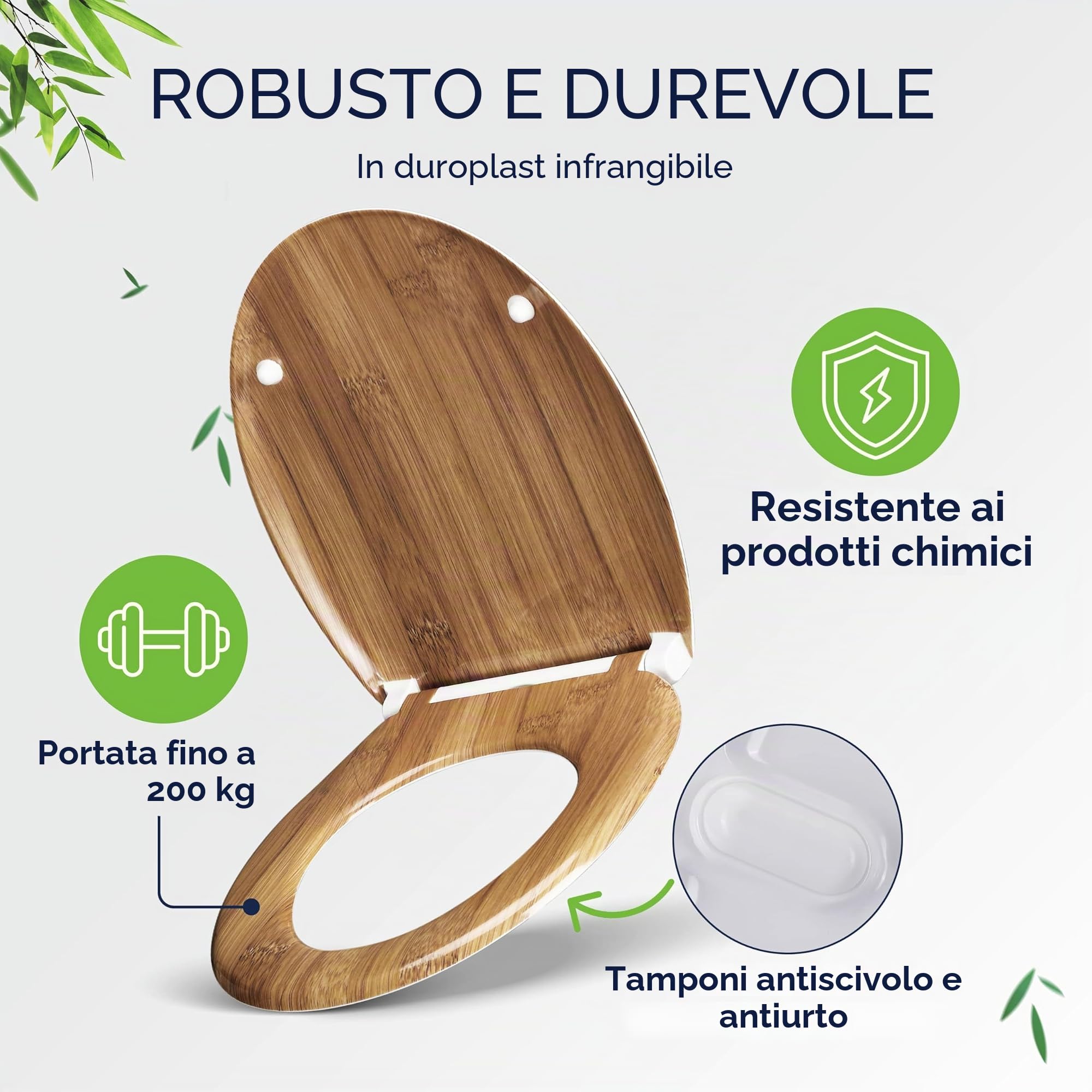 Casaria Copriwater Universale Doppia Chiusura Silenziosa Duroplast Antibatterico Montaggio Rapido