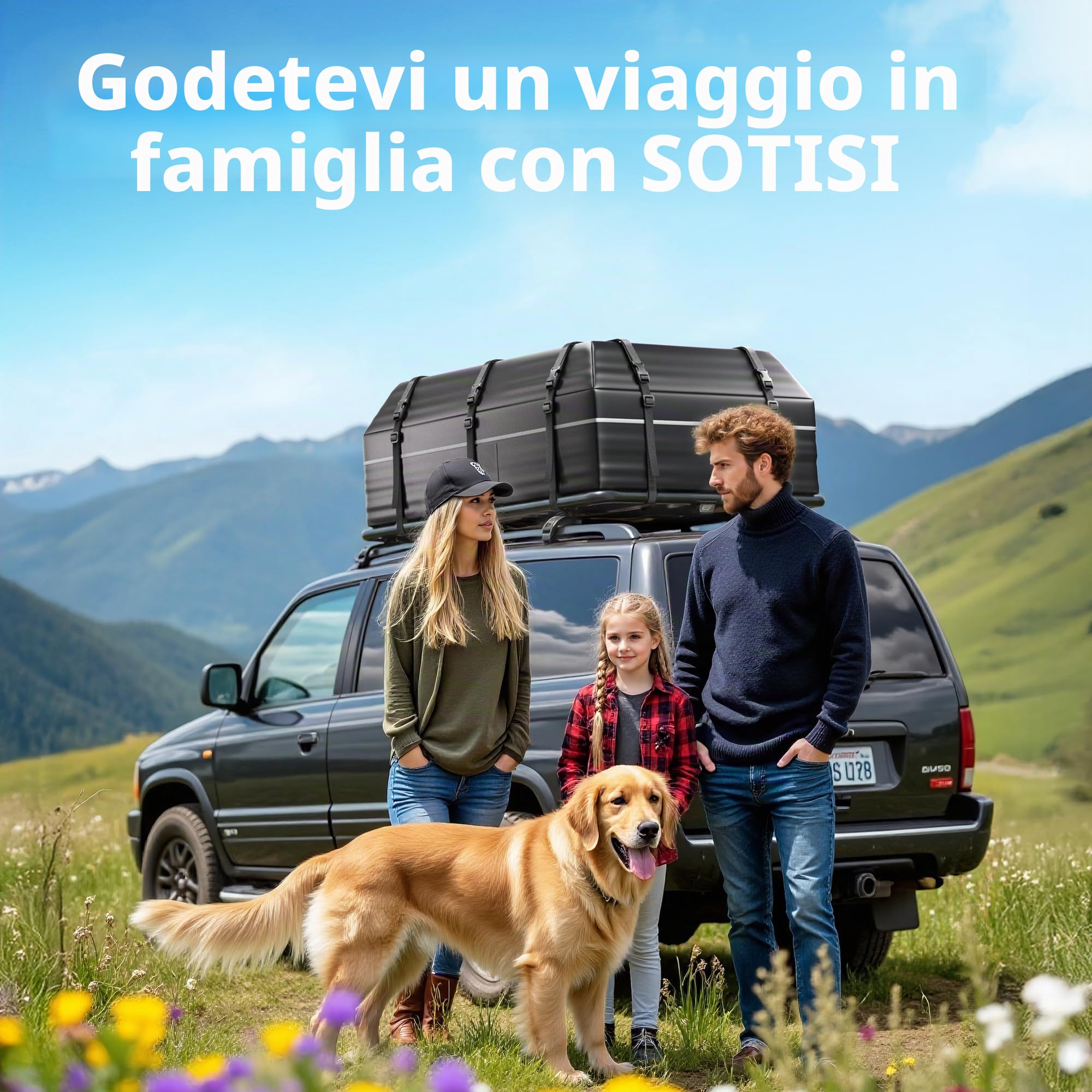 Portabagno per Tetto Portabagno impermeabile per auto, in pvc resistente, 21 piedi cubi, adatto per tutti i veicoli senza mensole con tappetino antiscivolo, cinghie riformate, 6