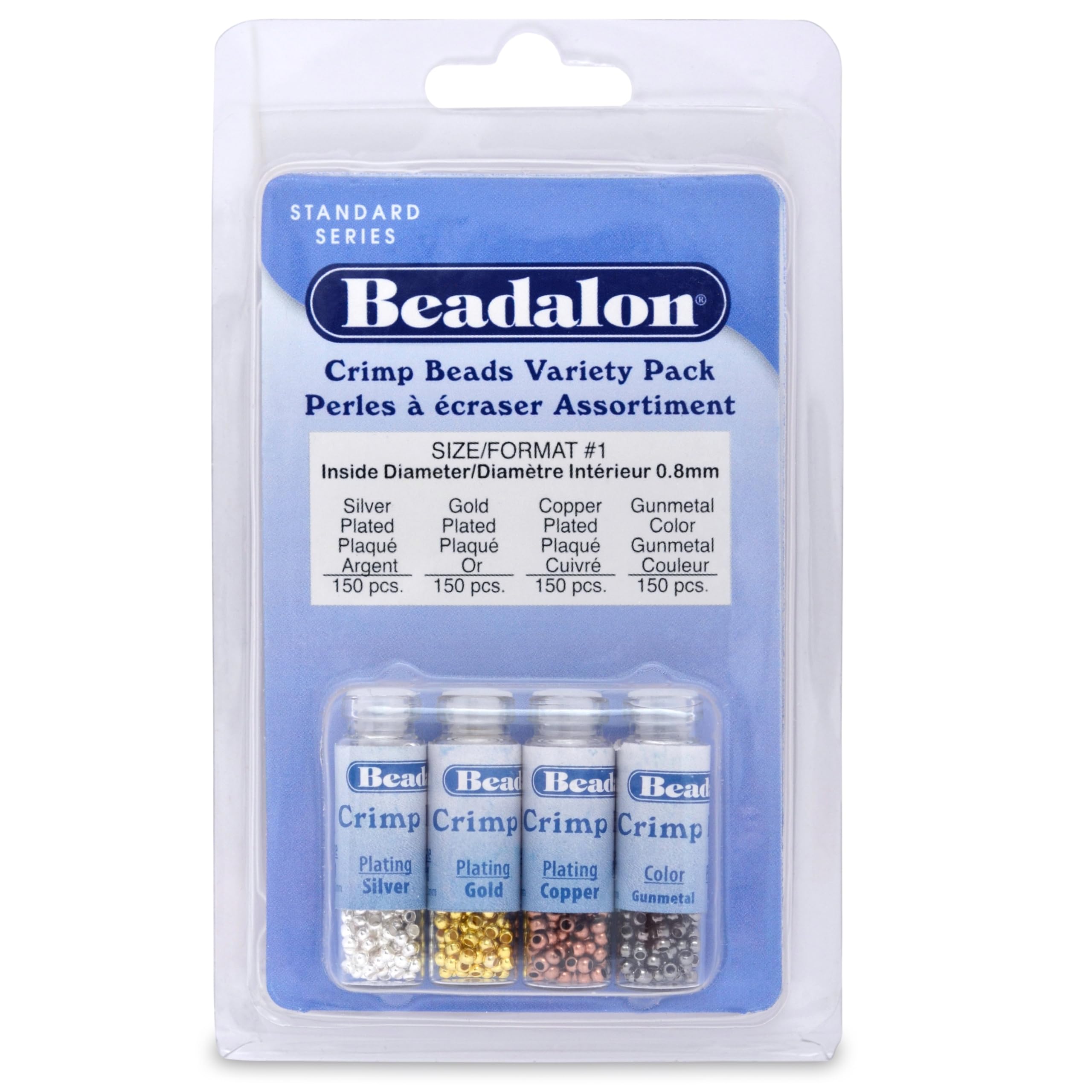 Beadalon 600-Piece Crimp Bead Variety Pack, 305X-109