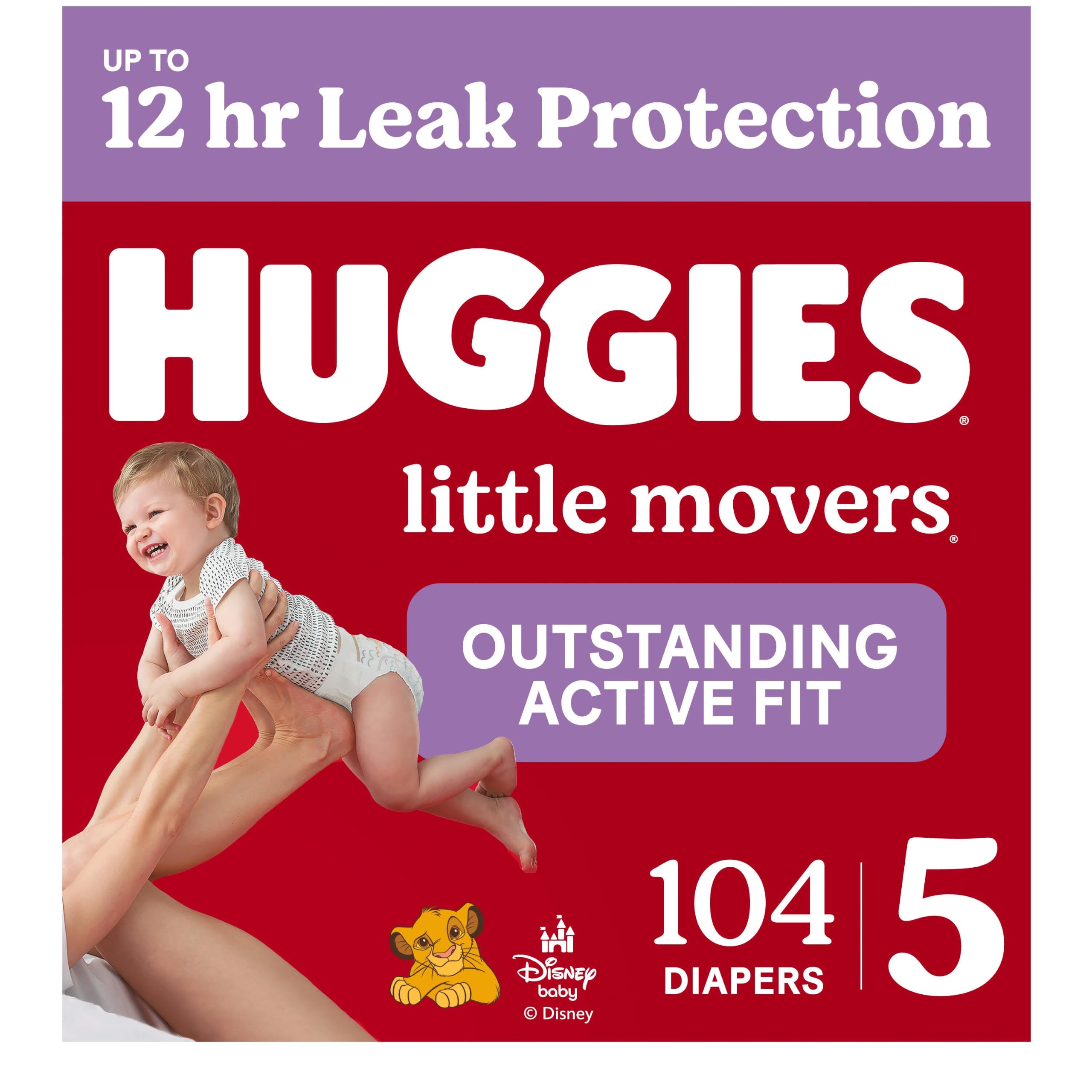 Huggies Little Movers, Baby Diapers, Size 5, 104 Count