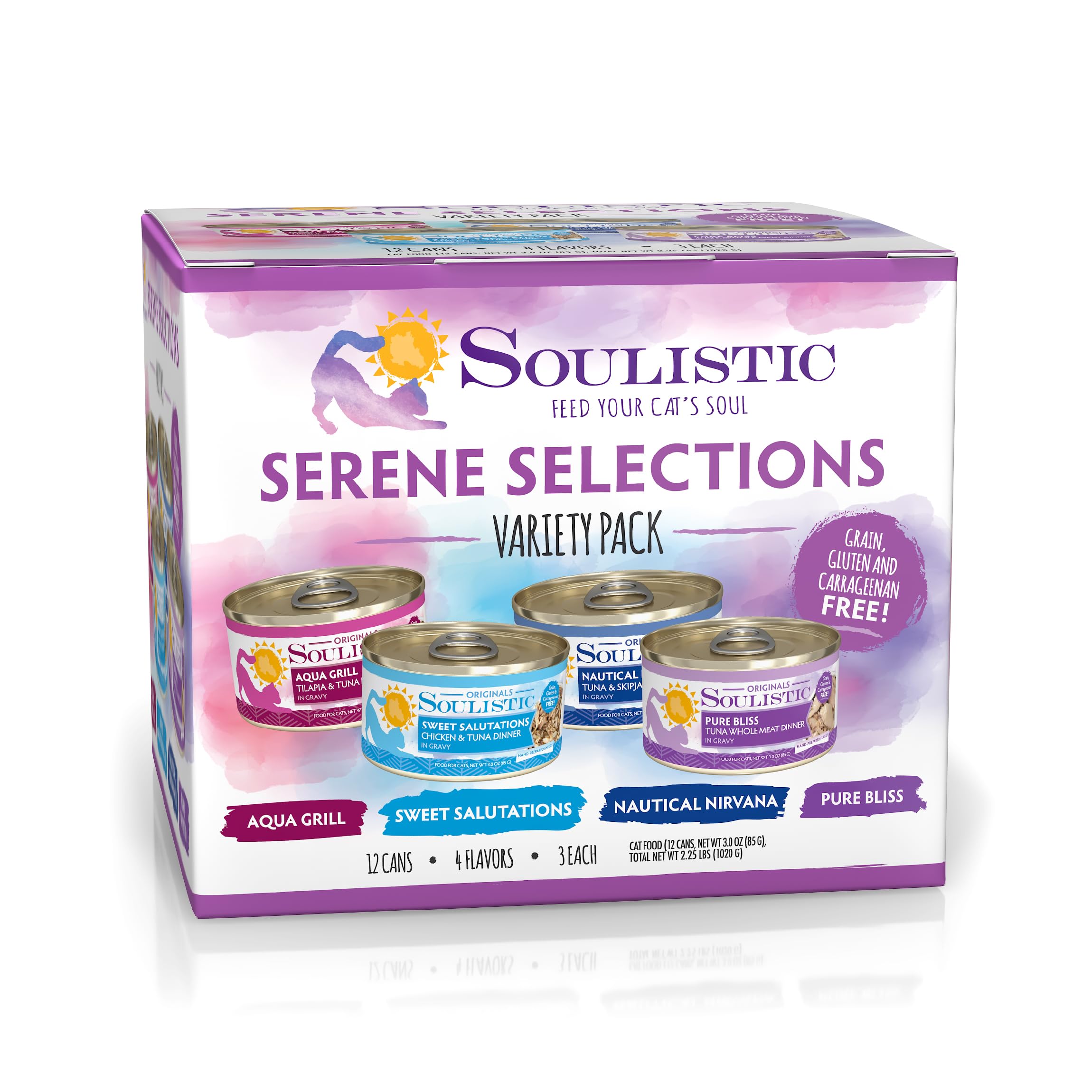 Soulistic Originals, Serene Selections Variety Pack, 3oz Can, Pack of 12