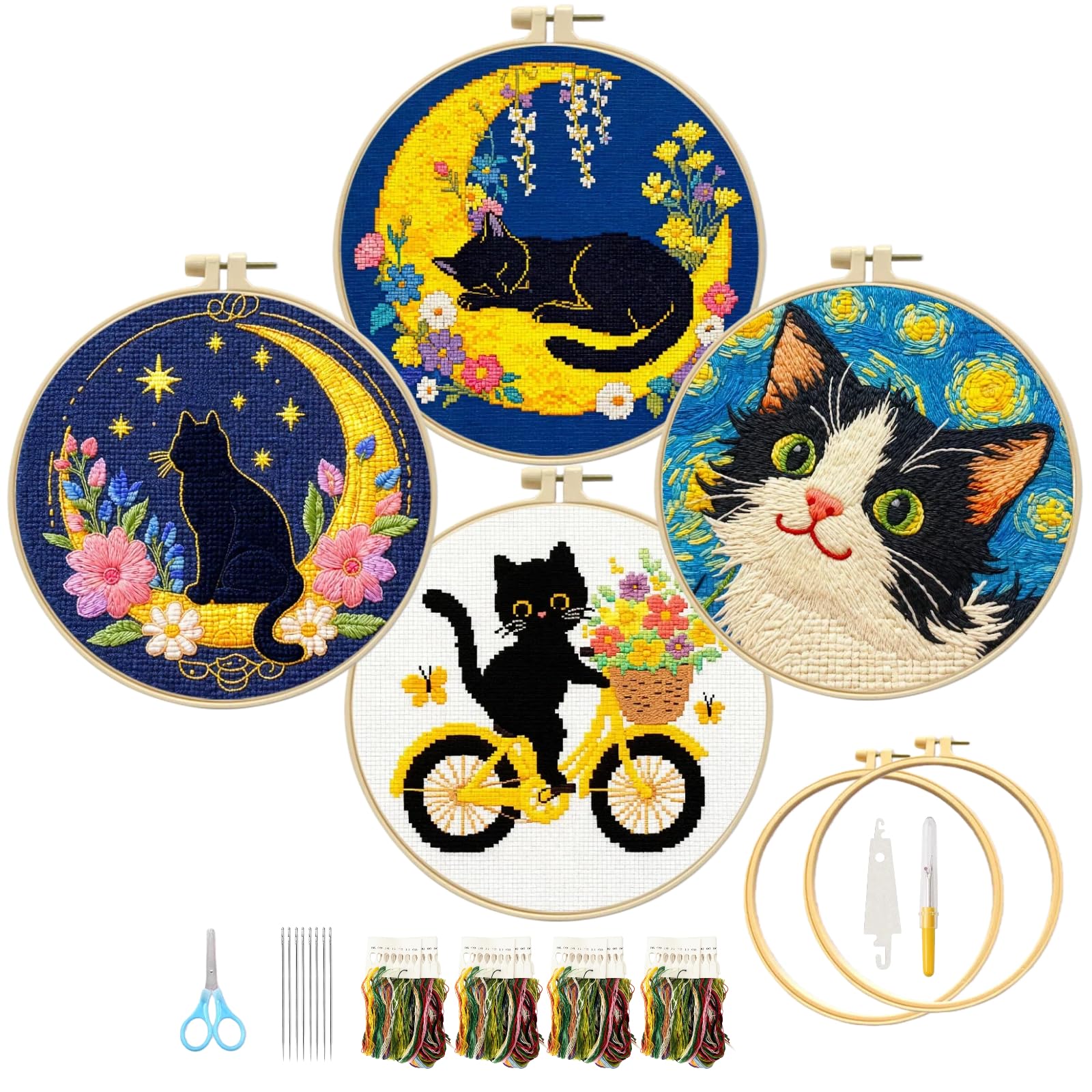 SHUOBAO Cross Stitch Kits for Adults, 4 Pack 11CT Stamped Cross Stitch Kit — image 1