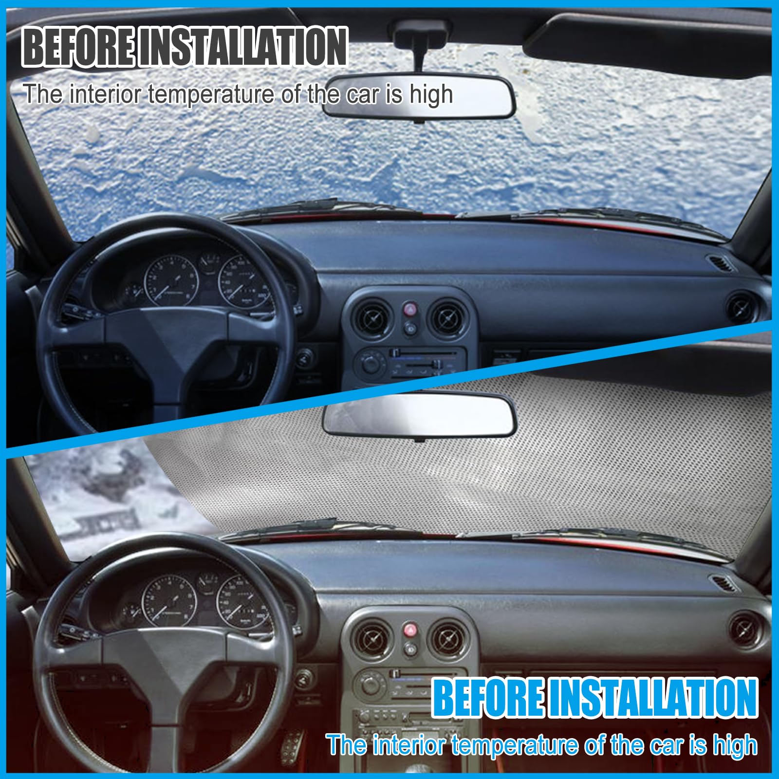 Demi Housse de Voiture pour Mazda MX-5 MK1 MK2 MK2.5 (NA NB), Protection de Toit Supérieur Imperméable en Oxford 300D, Protection Tout Temps