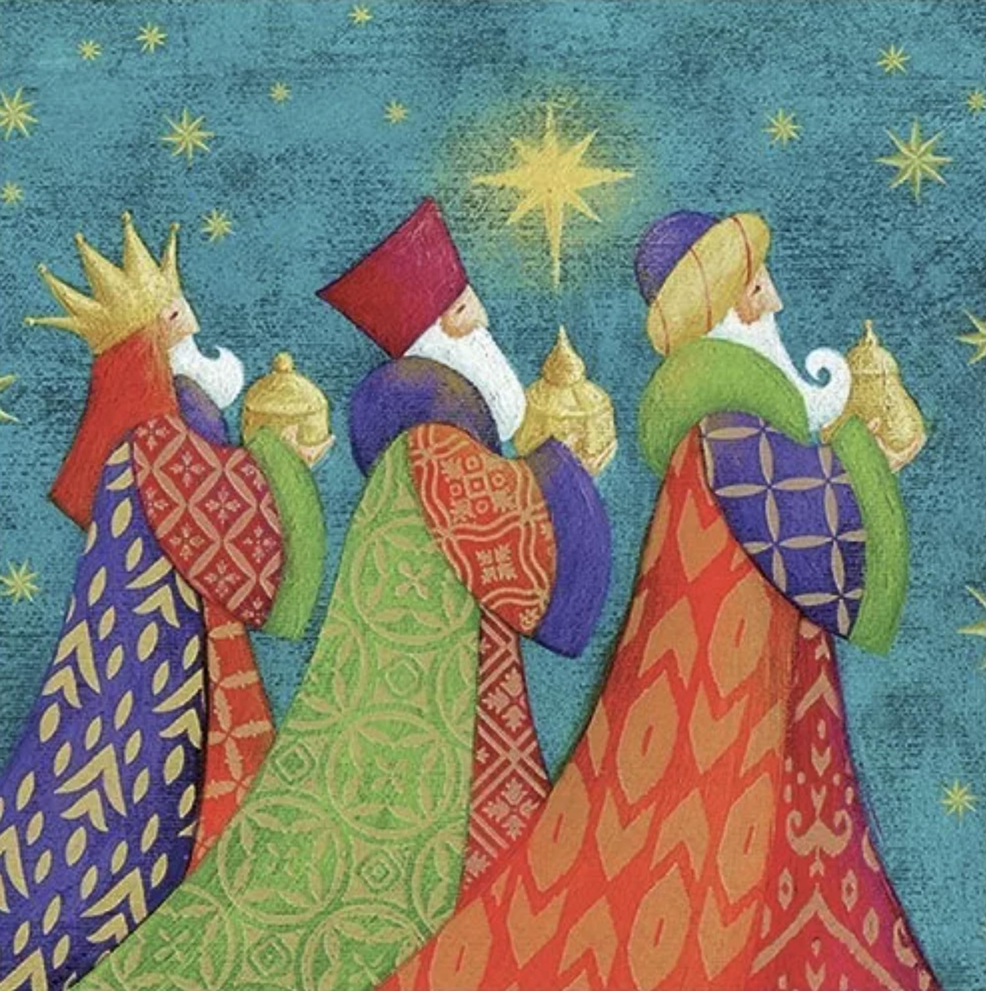 Set of 2 Individual Decoupage Paper Party Napkin Three Kings Christmas Watercolor Decor Luncheon Napkins for a Birthday Holiday, Wedding, Cocktail Party