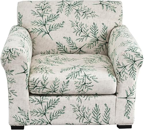 Miniatura 79 de KRFOONN Funda de sofá de 4 piezas con estampado para sofás de 3 cojines, funda elástica con 3 fundas de cojín separadas, protector de muebles Color