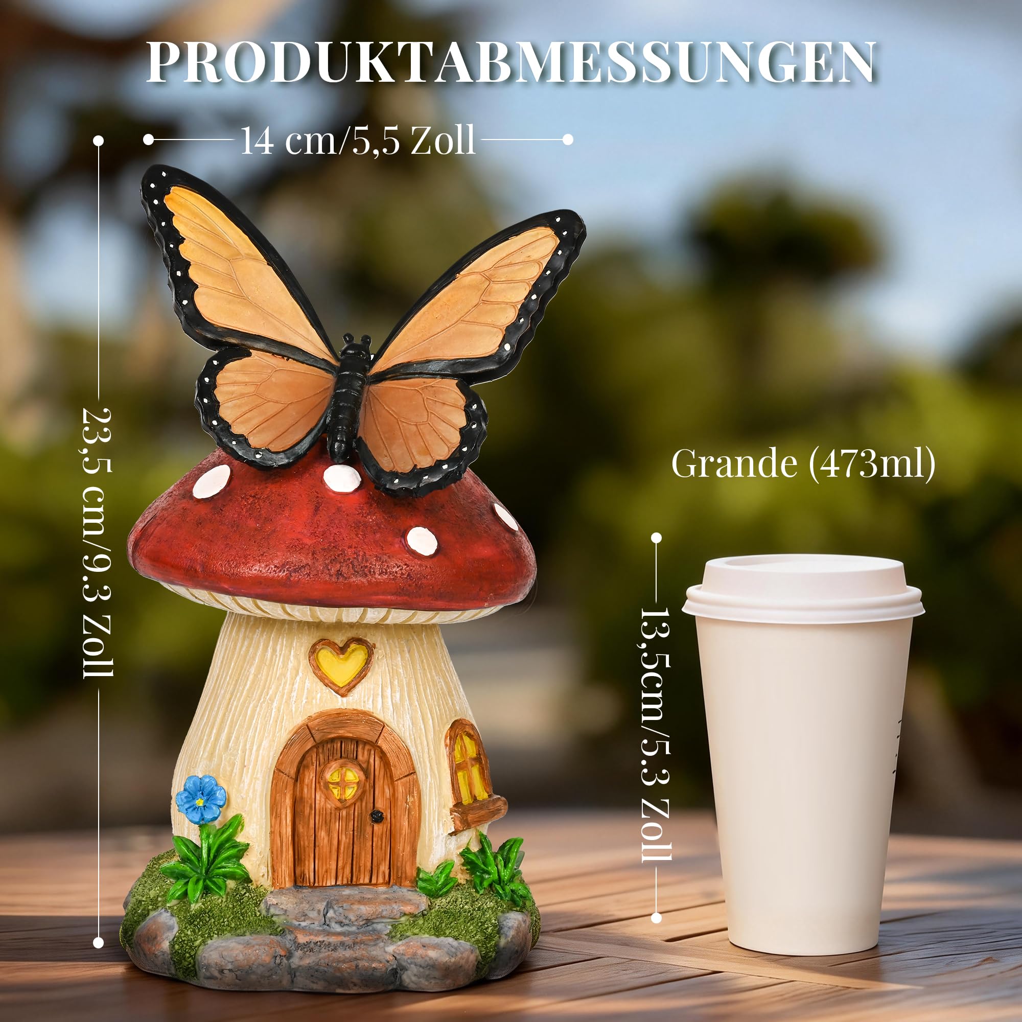 GIGALUMI Solar Schmetterlings Pilzhäuser, Gartendeko für Außen, Geschenke für Mama, Muttertagsgeschenke, Wasserfeste Pilz Gartendekoration für Garten, Terrasse, Geburtstagsgeschenk für Frauen - 5