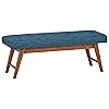Amazon Basics Modern Haraden Upholstered Button-Tufted Bench, Blue, 16 x 44 x 17 in (Previously Rivet brand)
