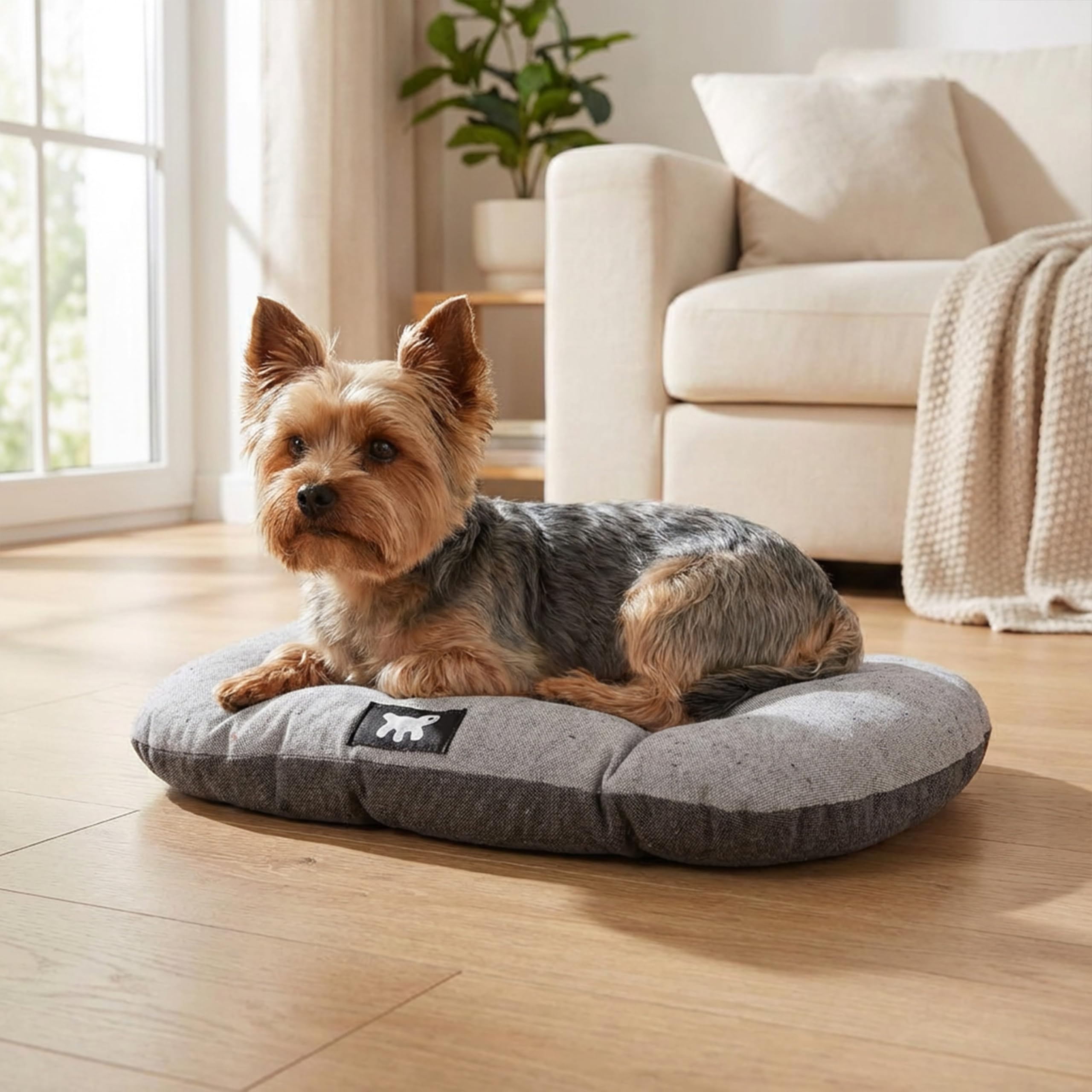 Ferplast Cama para Perros y Gatos, Cojín para Perros pequeños, Cojin para Gatos, Alfombra para casetas y Coches - Lavable - en Algodón con Suave Acolchado, 55 x 36 cm. Marrón