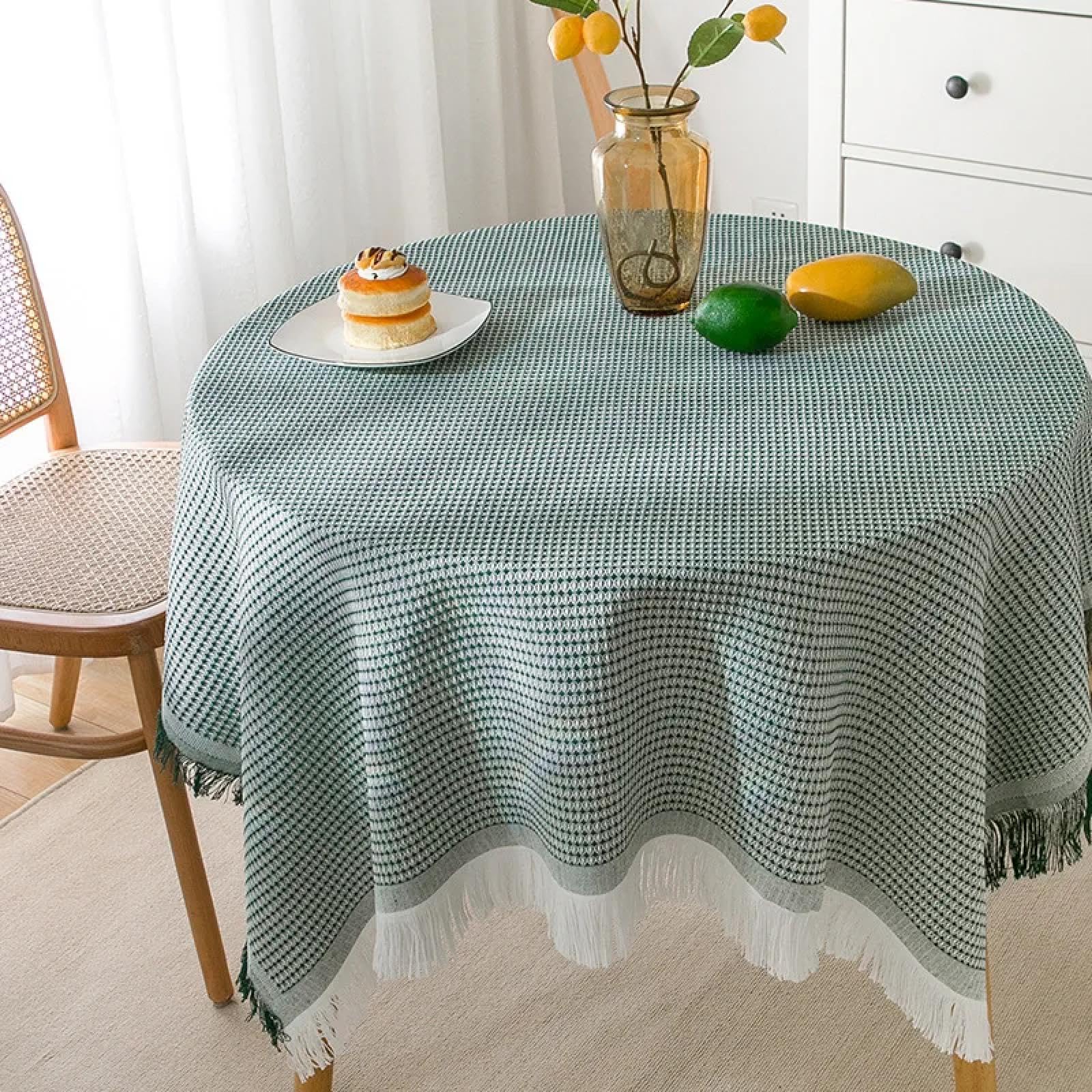Nappe ronde en tissu tricoté pour protéger et embellir vos tables