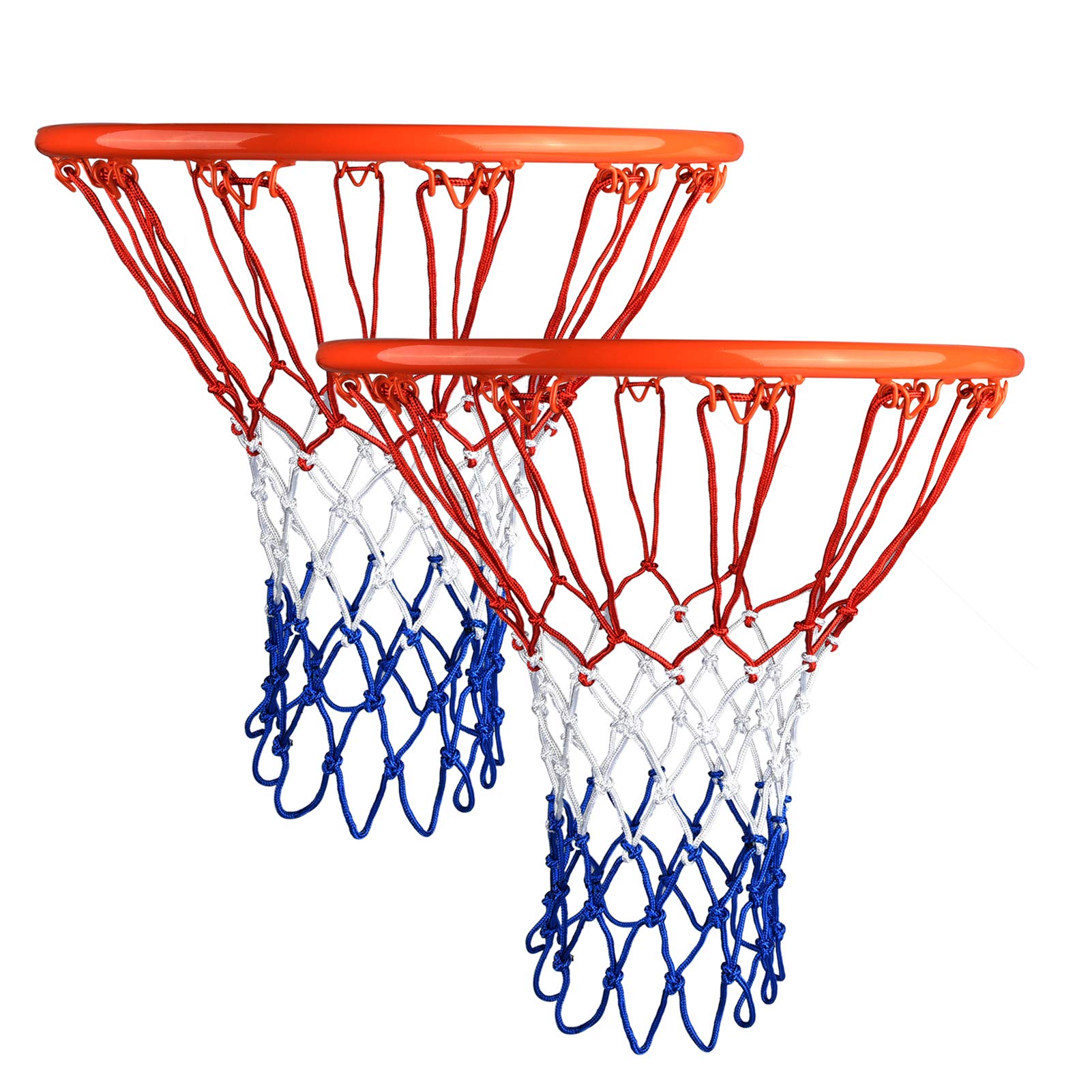Goldwheat 2Pcs Basketball Net Replacement Heavy Duty, All Weather Anti Whip-12 Loops Standard Size for Indoor Outdoor Easy to Install