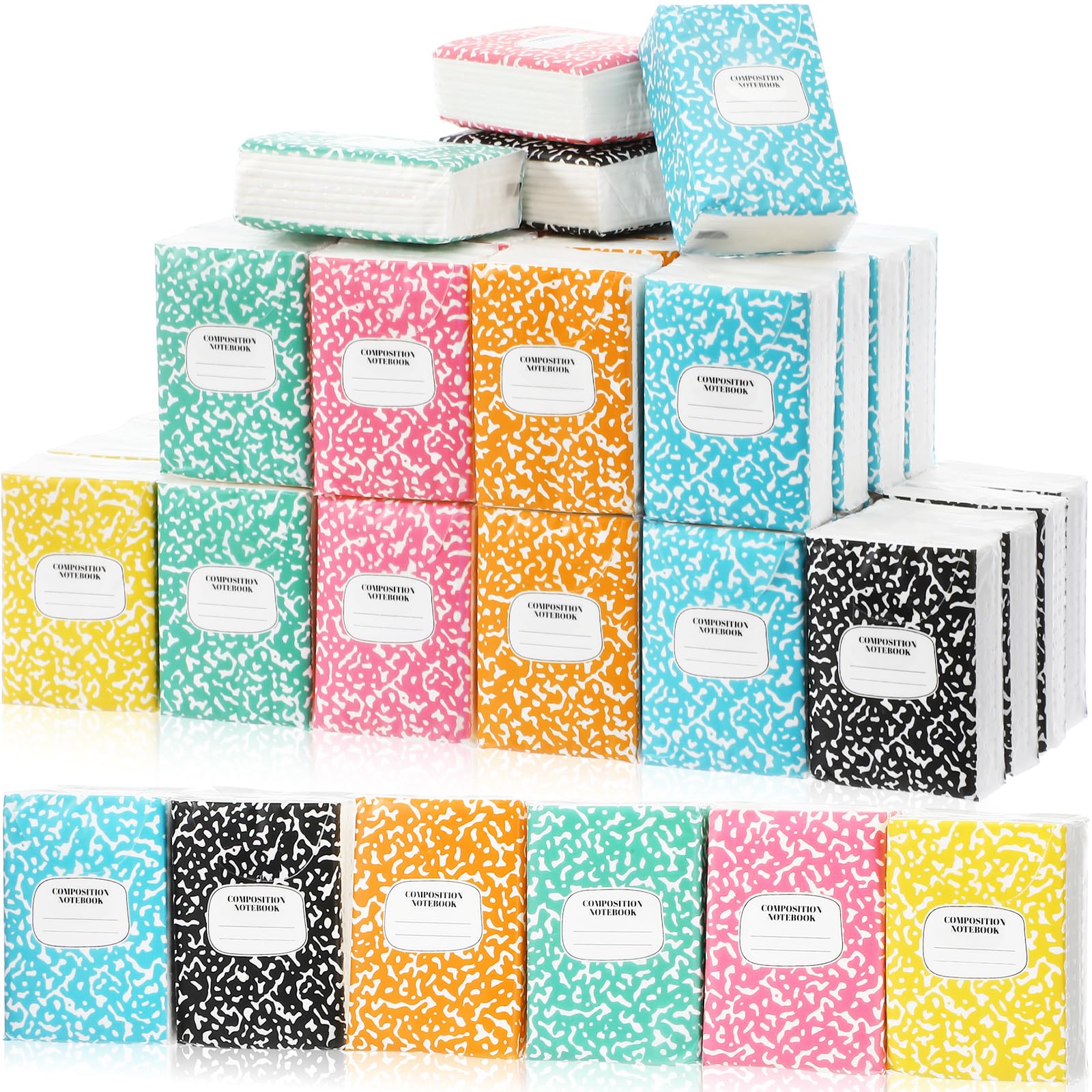 Colarr 60 Pz Ritorno a Scuola Mini Pocket Fazzoletti Insegnante Pocket Fazzoletti Bulk Travel Size Composizione Notebook Tema Carta Facciale Carino Ricompense Classroom Insegnante Party Favors