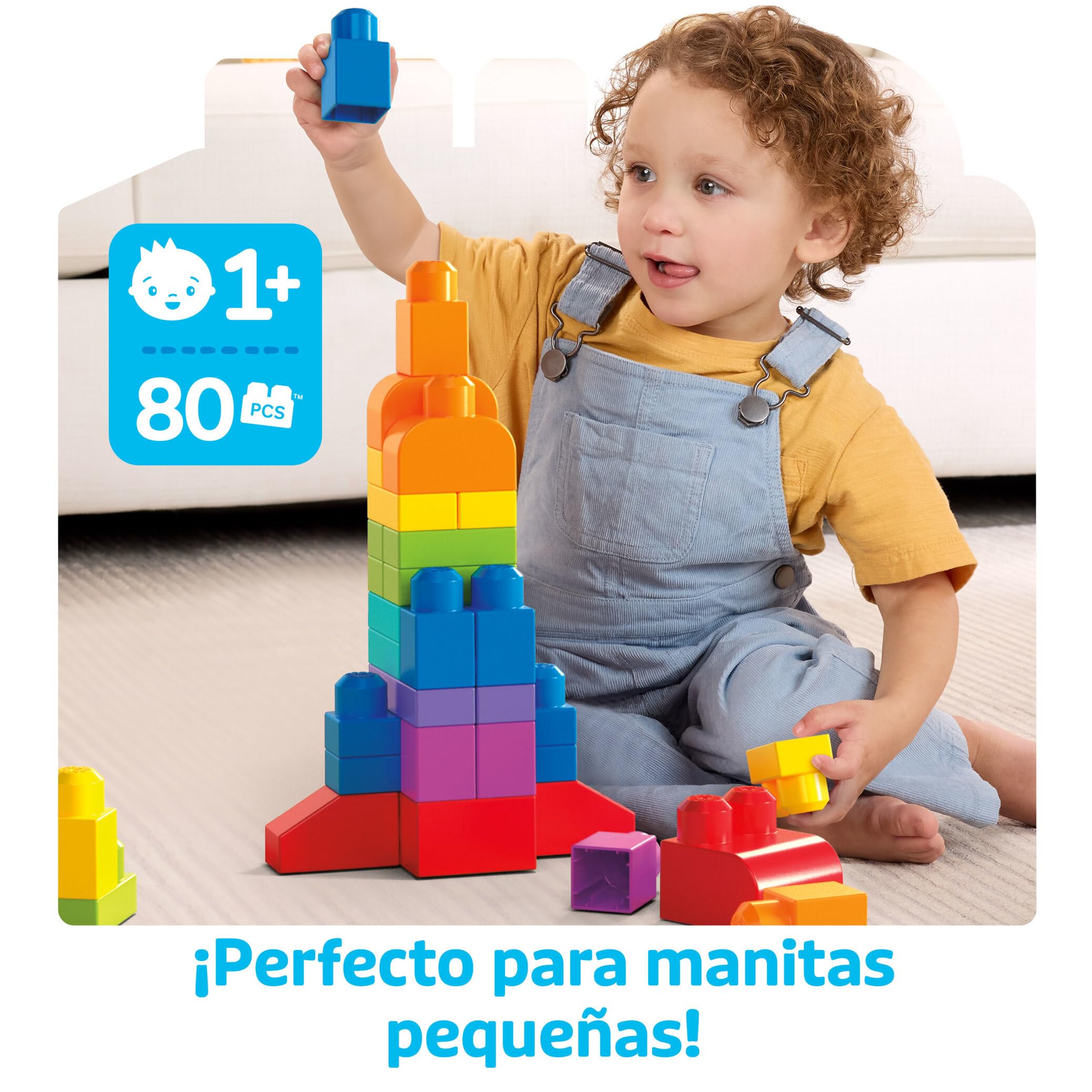 Mega Bloks Bolsa clásica con 80 bloques de construcción, juguete para bebé +1 año Mattel DCH63)