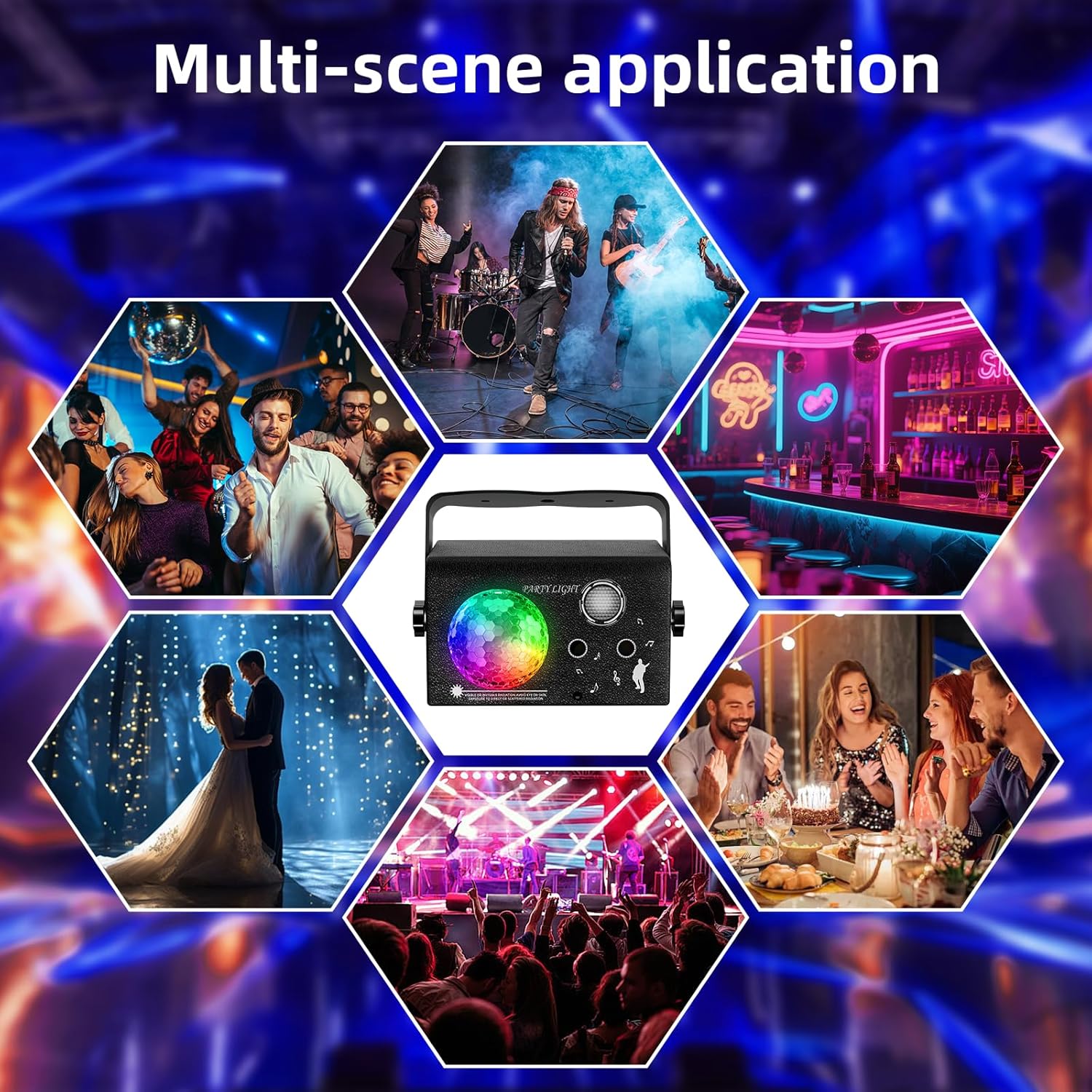 Square Party Lights, 4 Modes Sound Activated DJ Disco Light with Remote & Strobe, USB Powered Dance Stage Lights for Home Party, Birthday, Wedding, Karaoke, KTV, Bar, Club, Halloween Decor