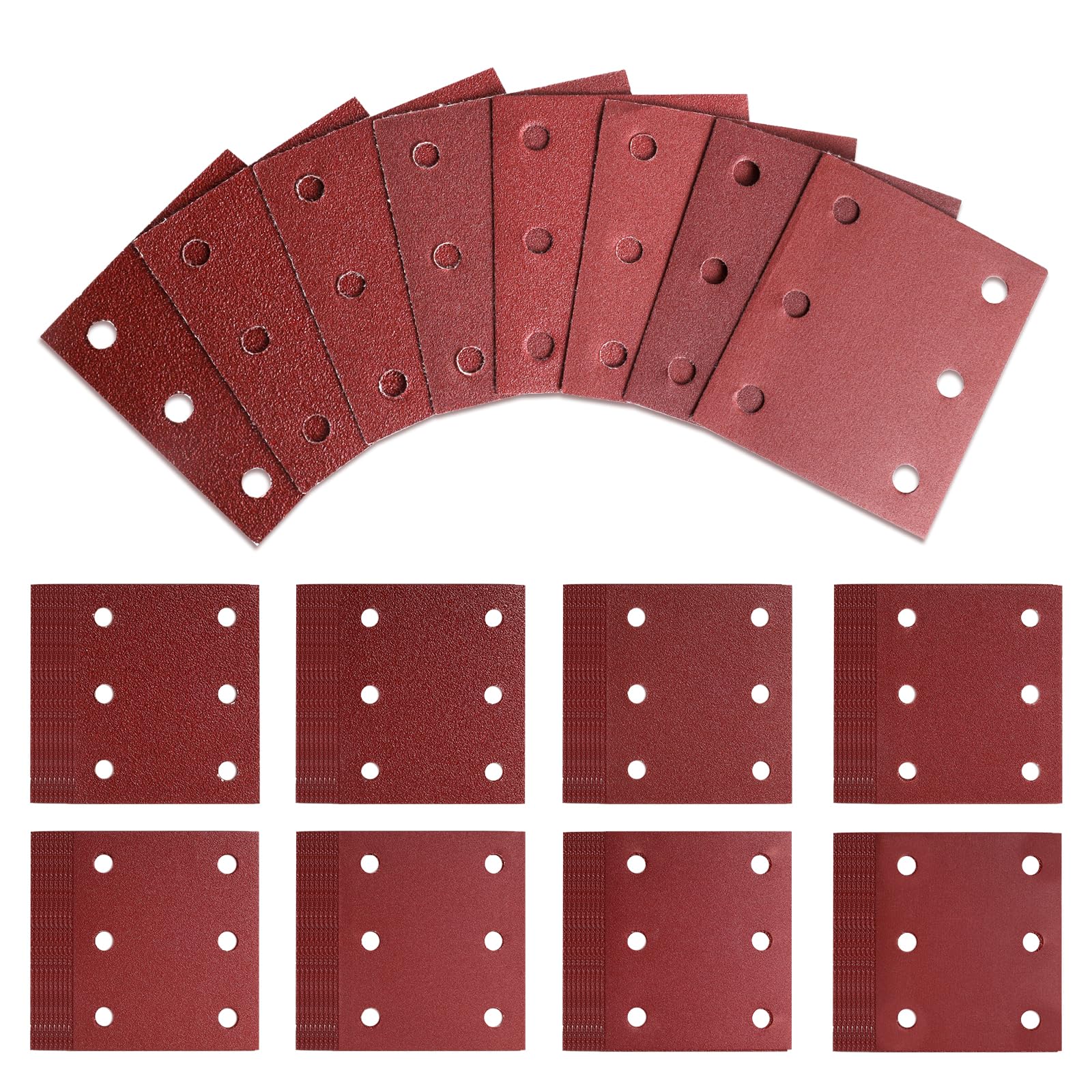 Pack of 80 115 x 101 mm Sandpaper Set Sandpaper 40 60 80 100 120 180 240 320 Sandpaper 6 Holes Compatible with Makita BO4555 BO4554 BO4561 DBO484Z DBO480Z BO4565K BOBO4565 J BO4565