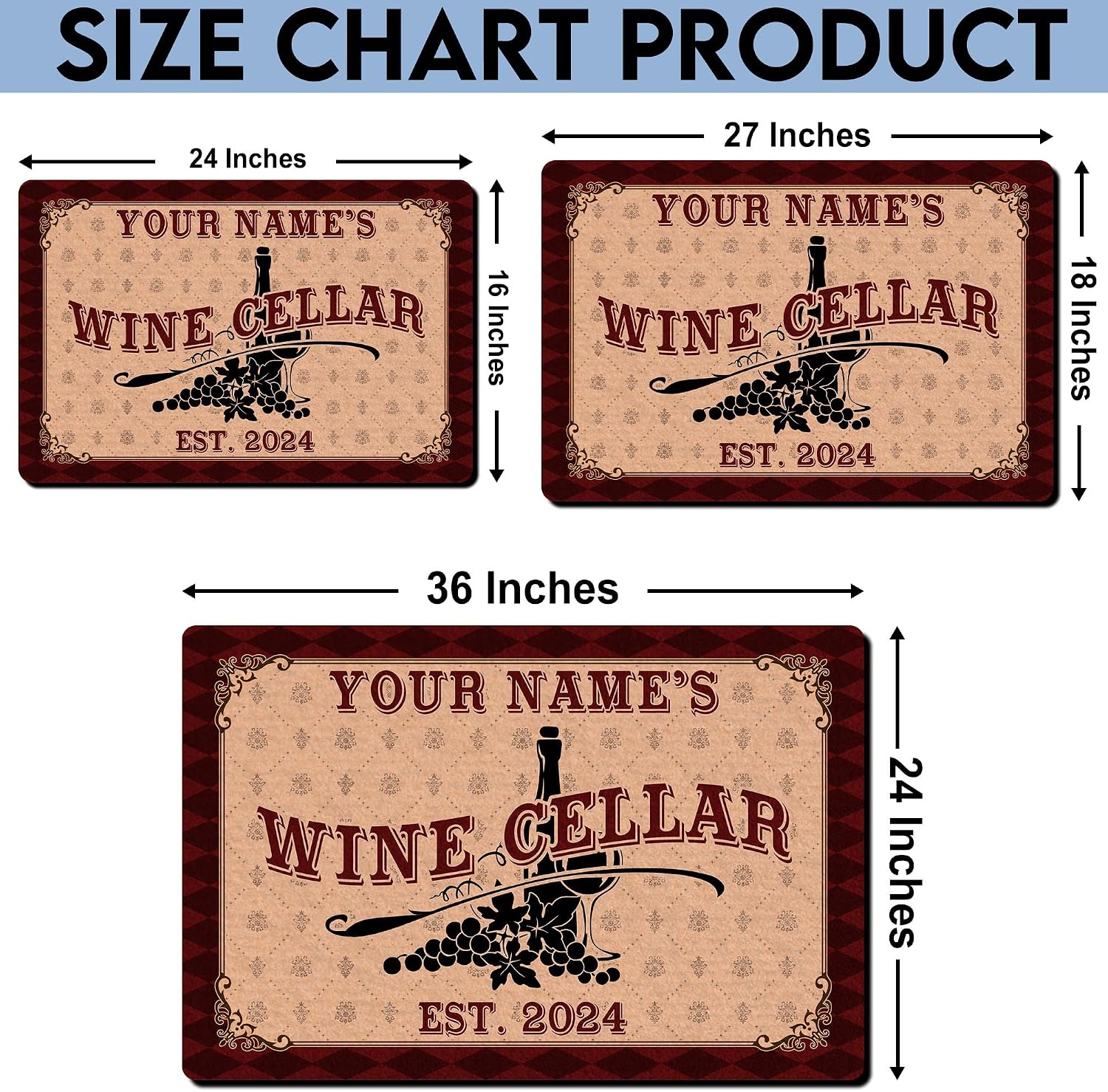 Artsy Woodsy Personalized Wine Cellar Bar Doormat, Drying Rubber Non Slip Coffee Bar Accessories, Door Mat Indoor Entrance Home Pub, Floor Mat, Welcome Mat Outdoor, Mat for Man Cave Gifts For Him (03)