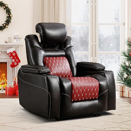 ANJ Silla reclinable eléctrica con reposacabezas eléctrico ajustable, asiento de cine en casa de piel sintética, muebles reclinables con puertos