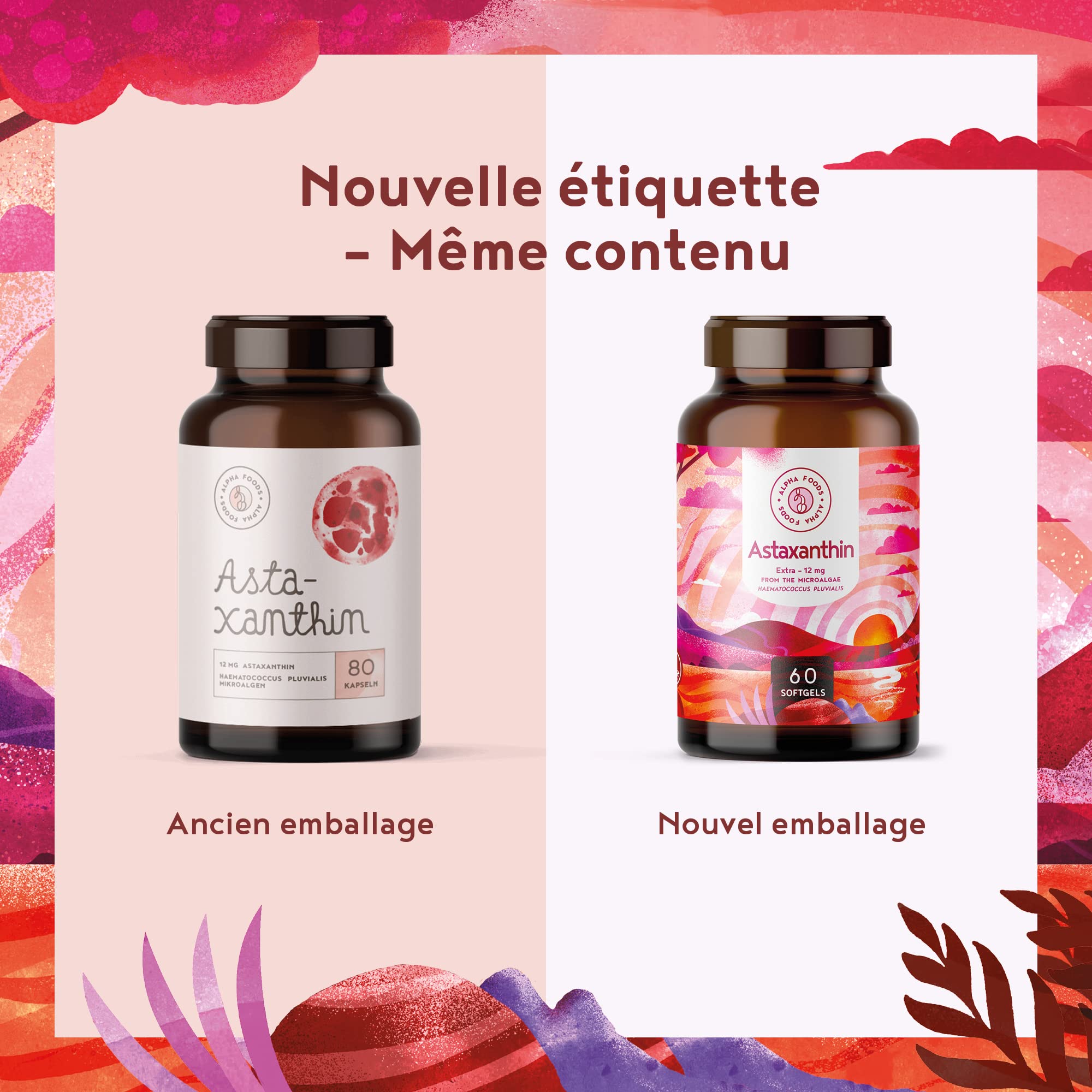 ASTAXANTHINE 12mg - De pure microalgue Haematococcus pluvialis - Biodisponibilité optimisée avec de l'huile de lin - Sans additifs, sans substances auxiliaires - 60 gélules de dépôt végétaliennes