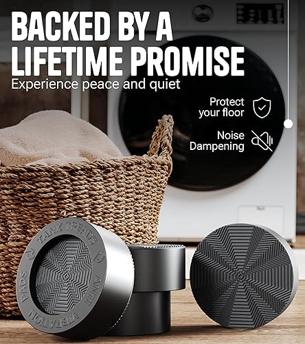 Miniatura 5 de Almohadillas antivibración para lavadora  4 almohadillas XL con agarre de banda de rodadura de tanque + nivel  Pedestales de lavadora y secadora se