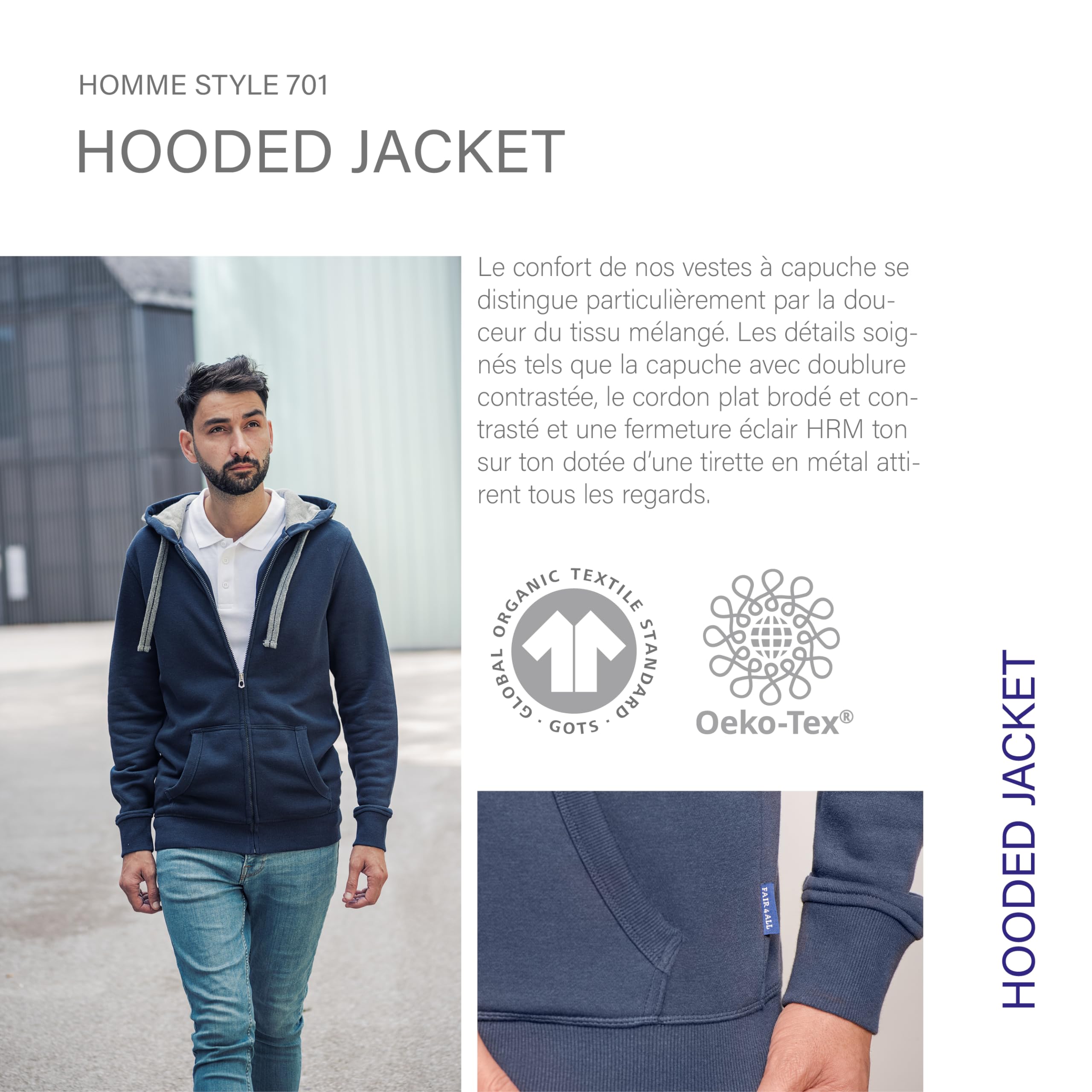 HRM Jacket M Hooded Sweatshirt Homme (Lot de 1)
