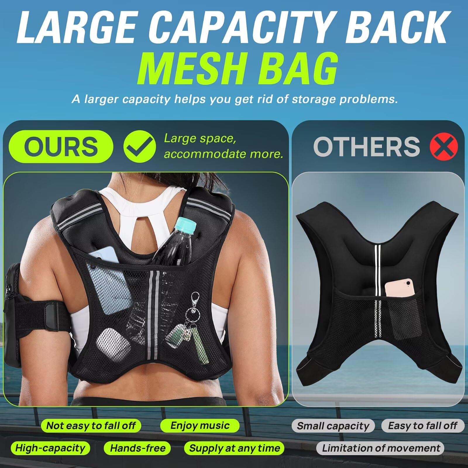 Gilet ponderato per donne e uomini, BeatBoost 4,5 kg, con sabbia di ferro, per camminare, allenamento di forza, corsa, allenamento, nero
