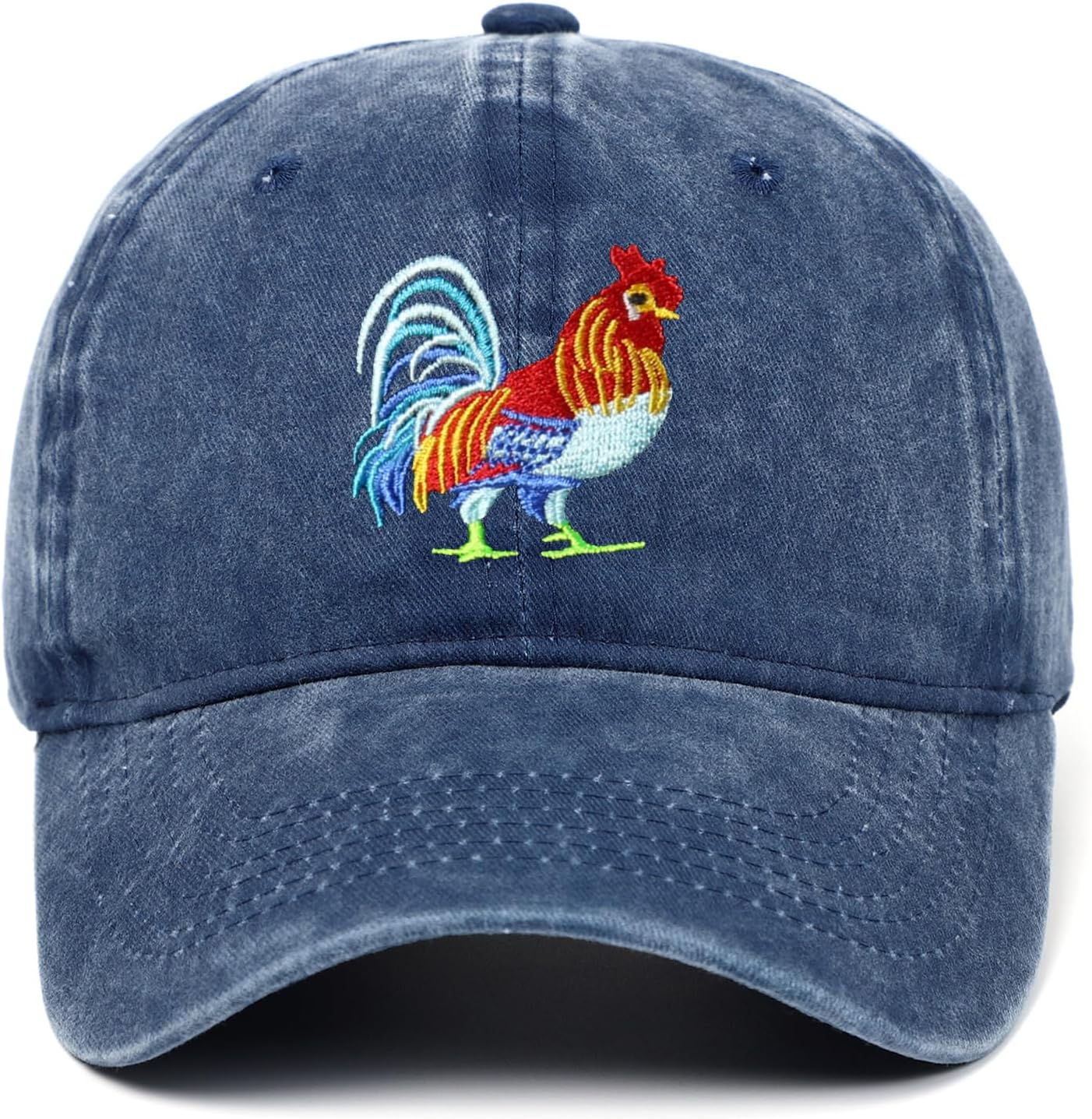 Black Rooster Hat for Men Women Embroidered Chicken Denim Baseball Caps